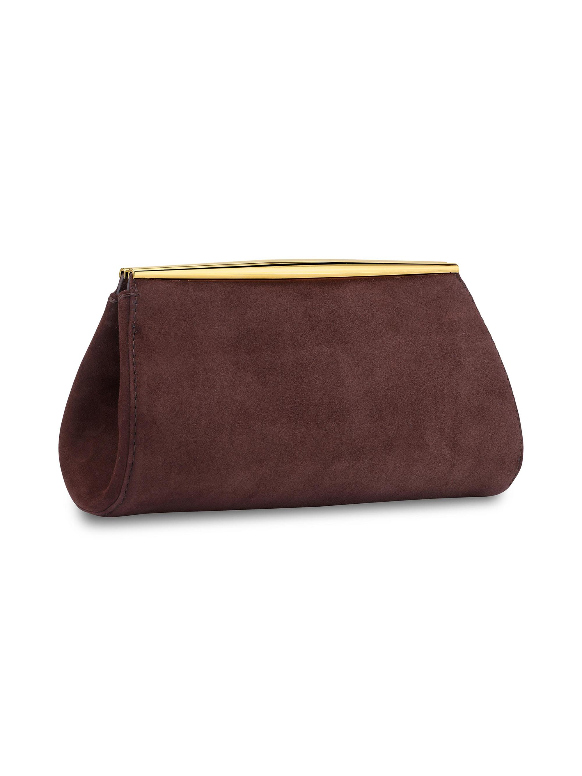 Tyler Ellis Women's Suzannah Clutch Suede with Gold Hardware - Mocha