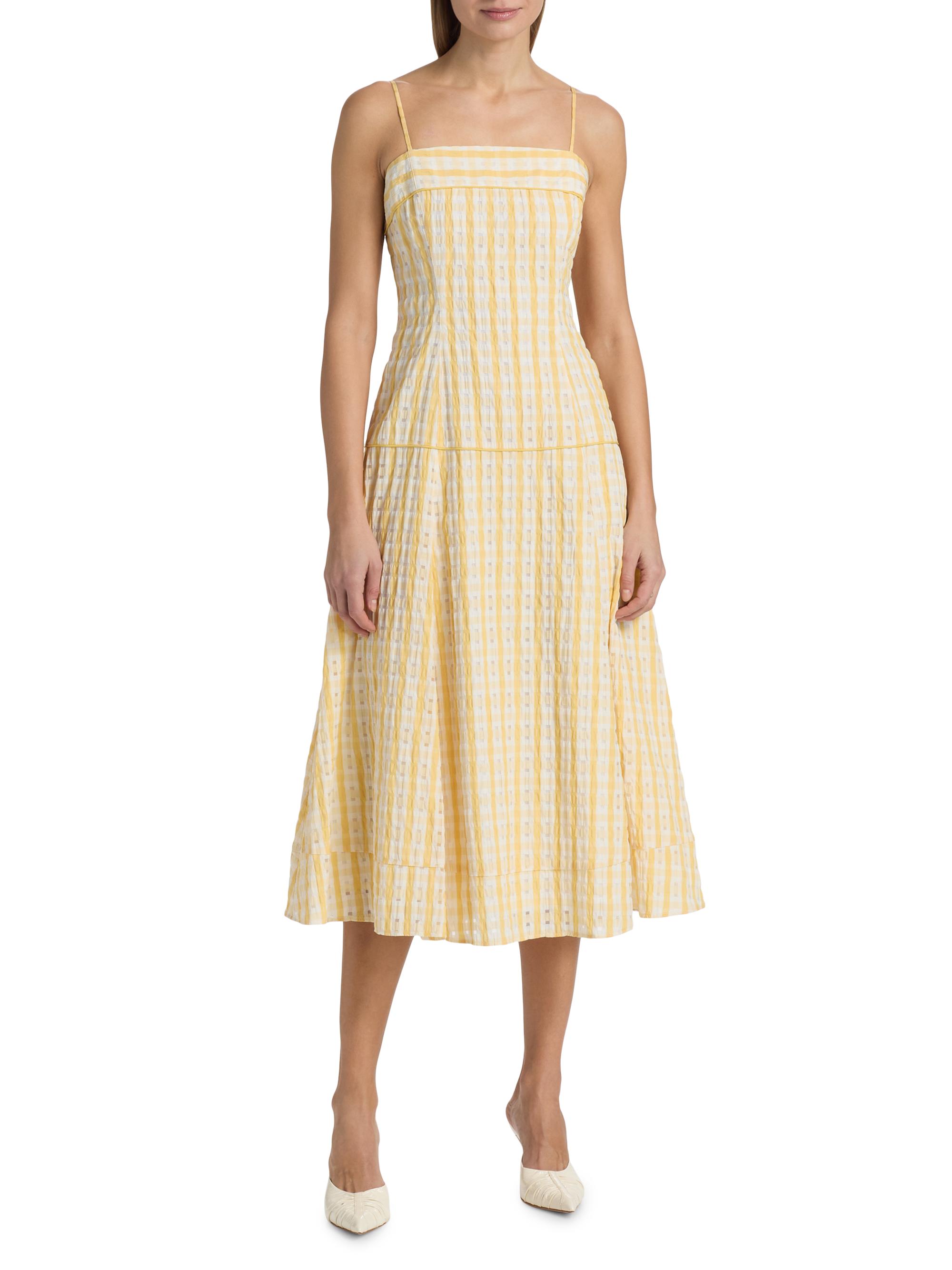 Rosie Assoulin Drop Me A Note Checked Seersucker Midi-Dress | Saks Fifth  Avenue
