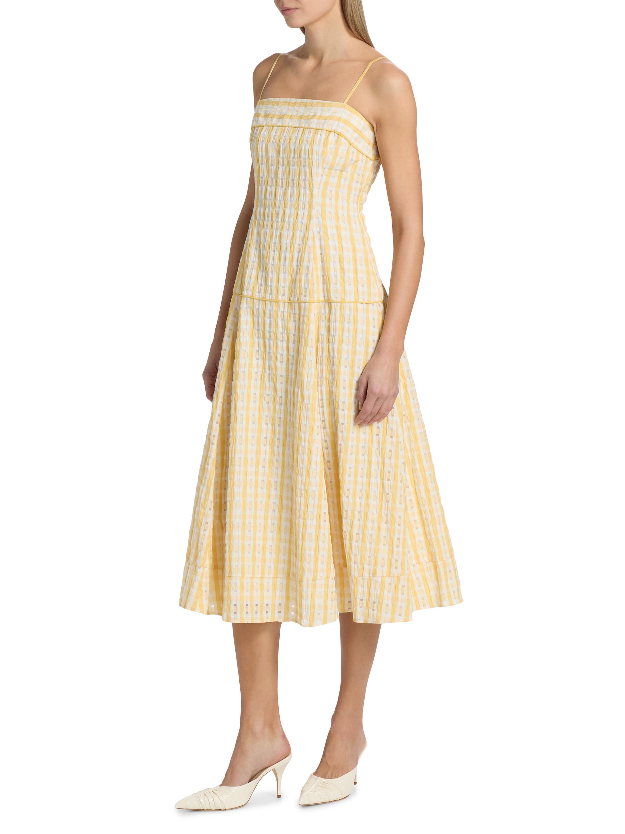 slim fit dress slacks ROSIE ASSOULIN Yellow Striped Maxi Dress (Sz. 4)