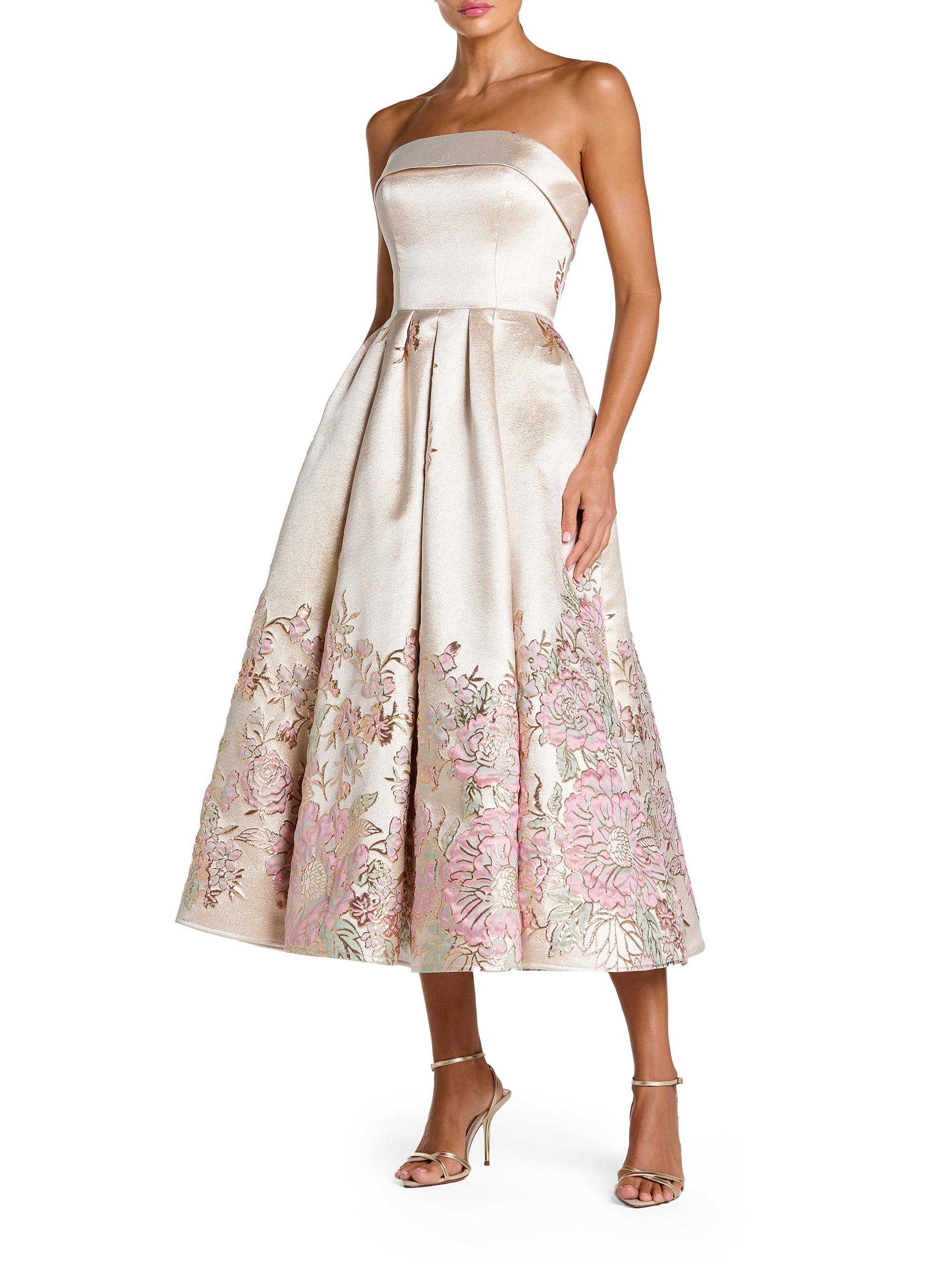 Mac Duggal Women's Floral Brocade Strapless Midi-Cocktail Dress - Champagne Multi