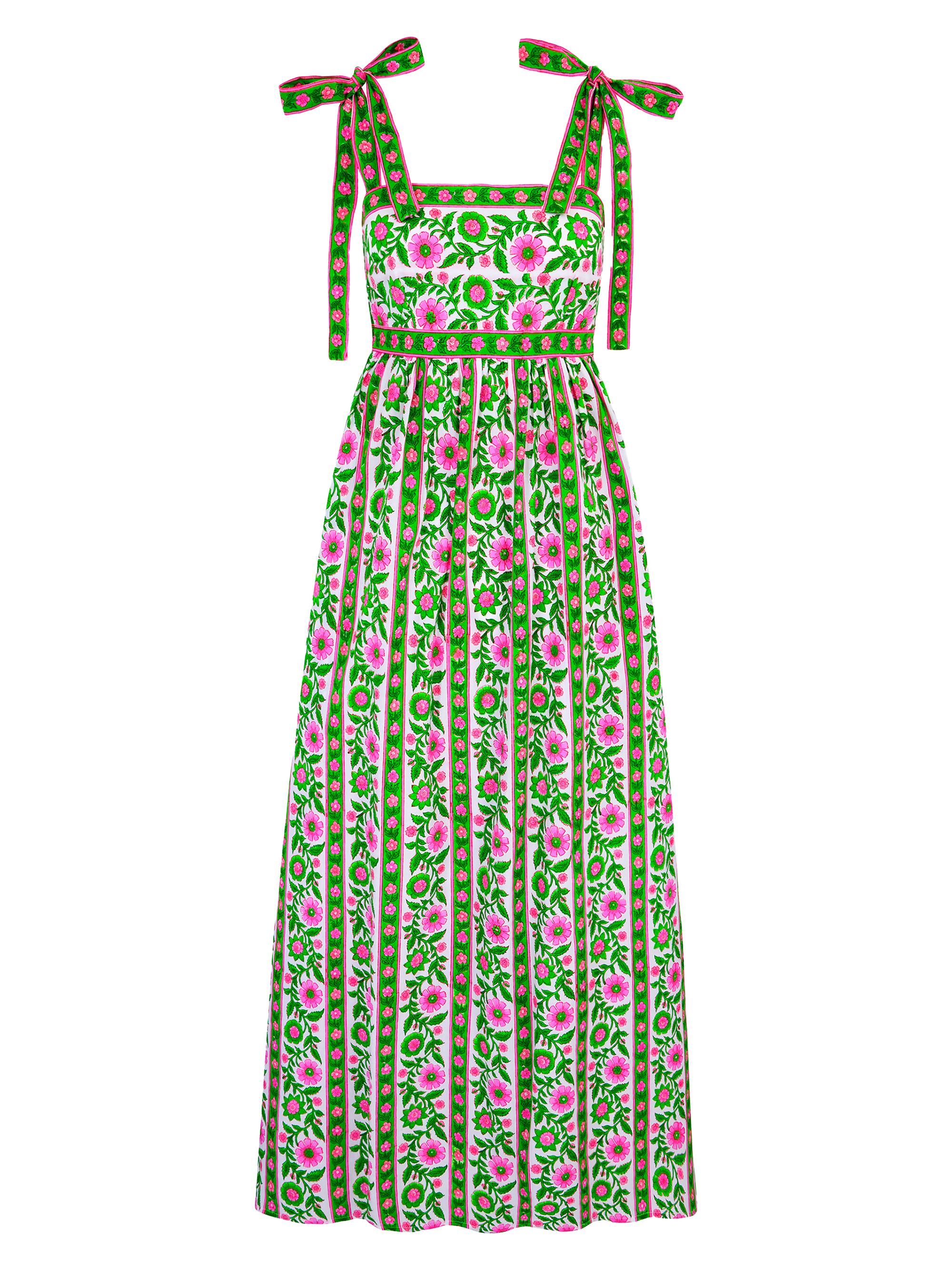 Pink City Prints Women's Emerald Border Mykonos Dress - Green