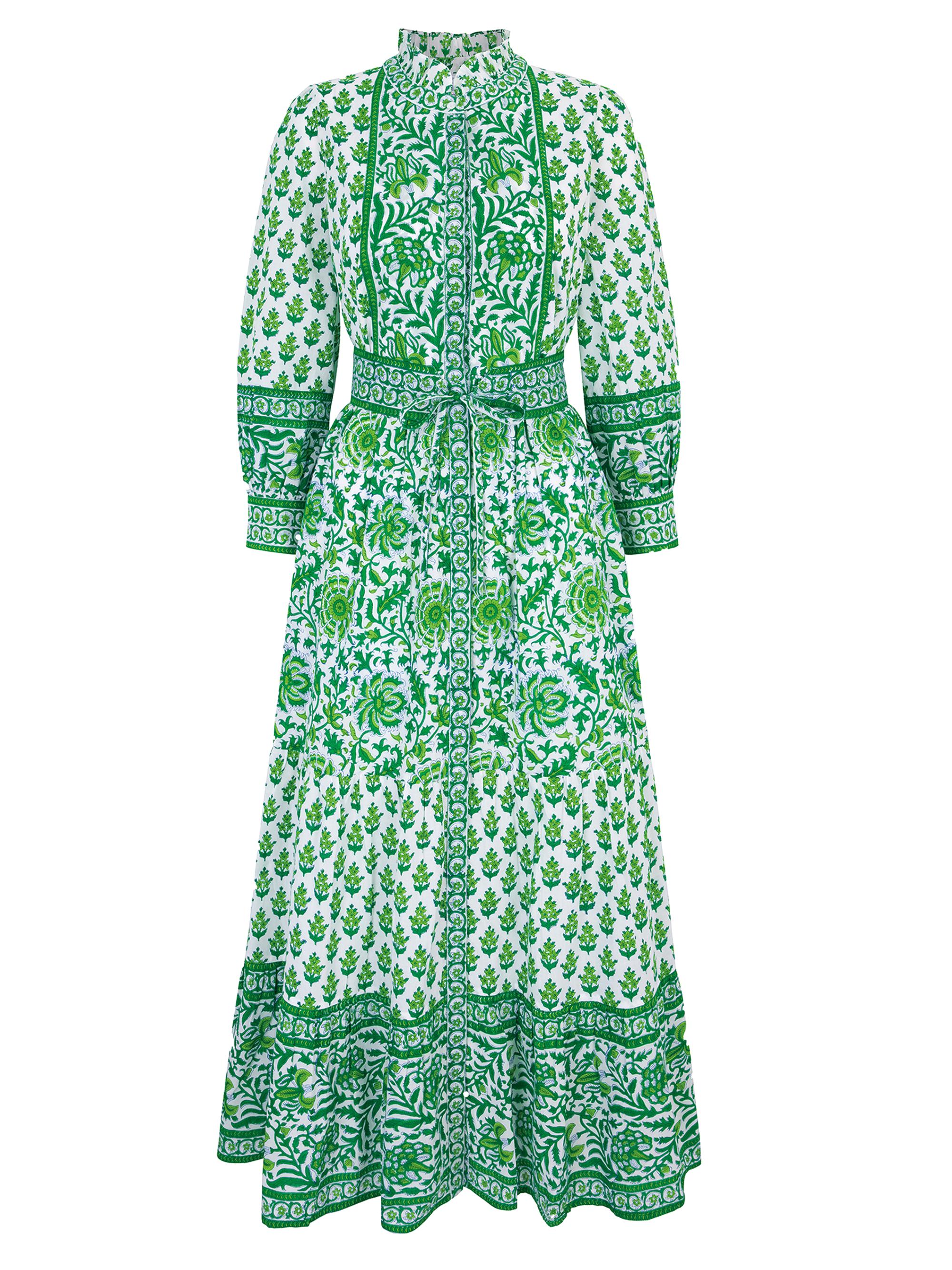 Pink City Prints Women's Verdant Botanics Gemma Dress - Green