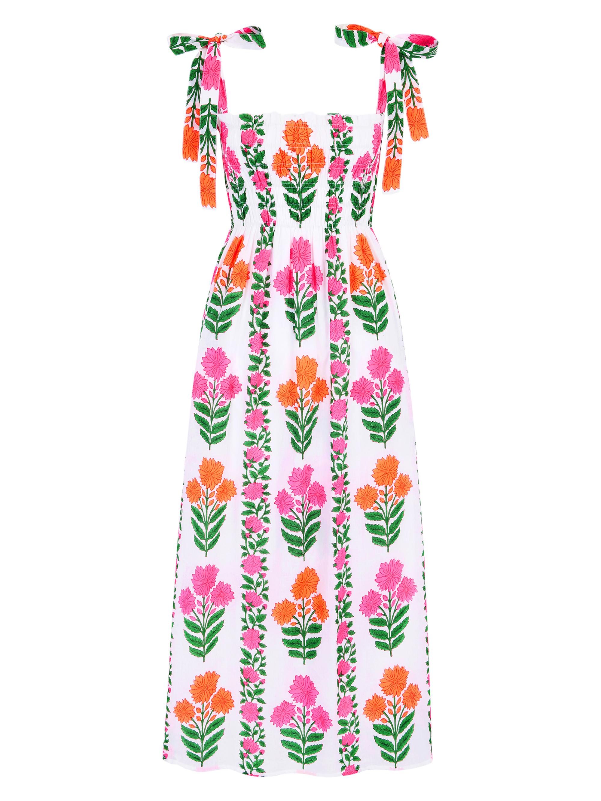 Pink City Prints Women's Neon Border Martina Dress - White