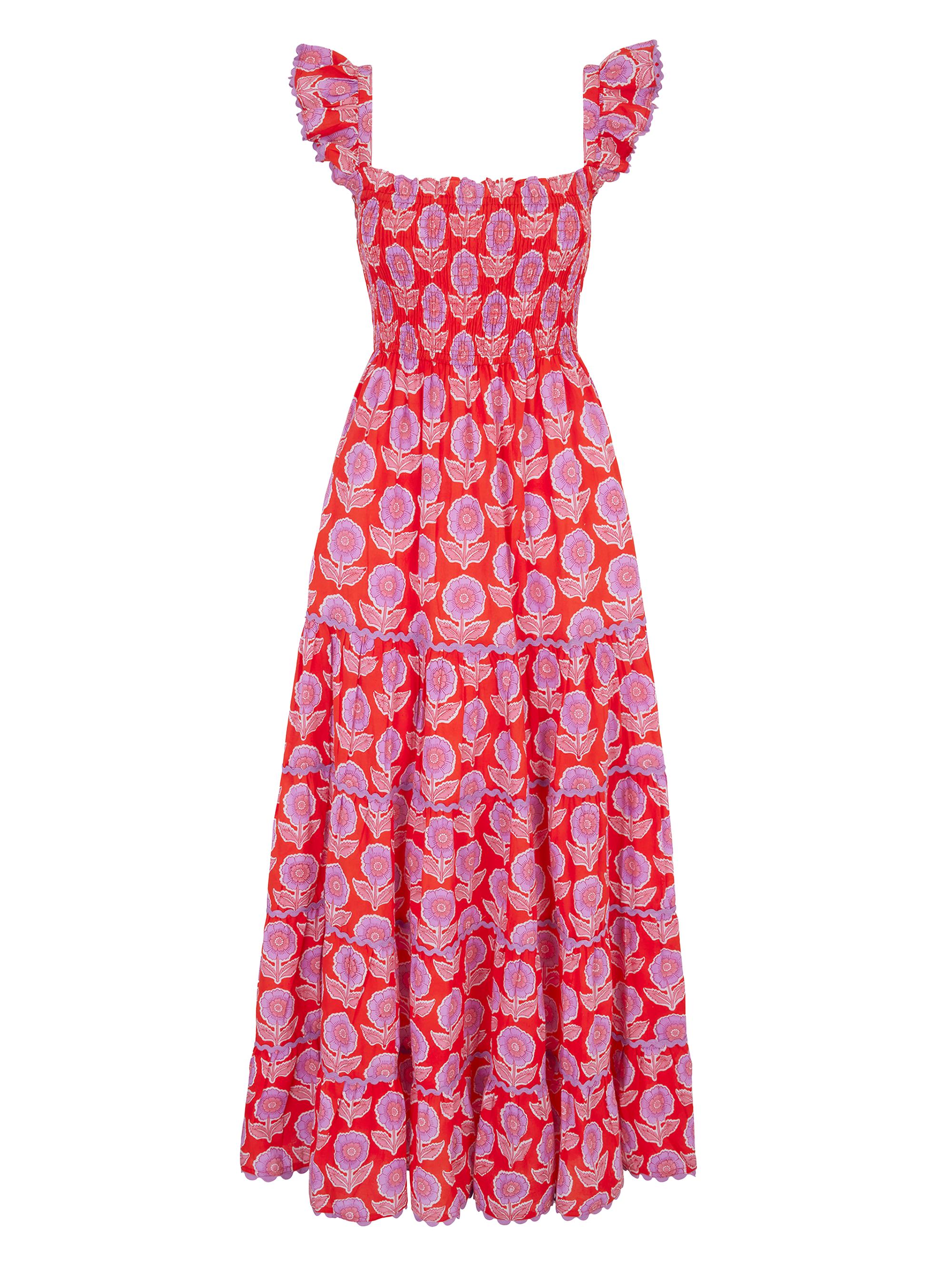 Pink City Prints Women's Perfume Dahlia Jessica Dress - Red