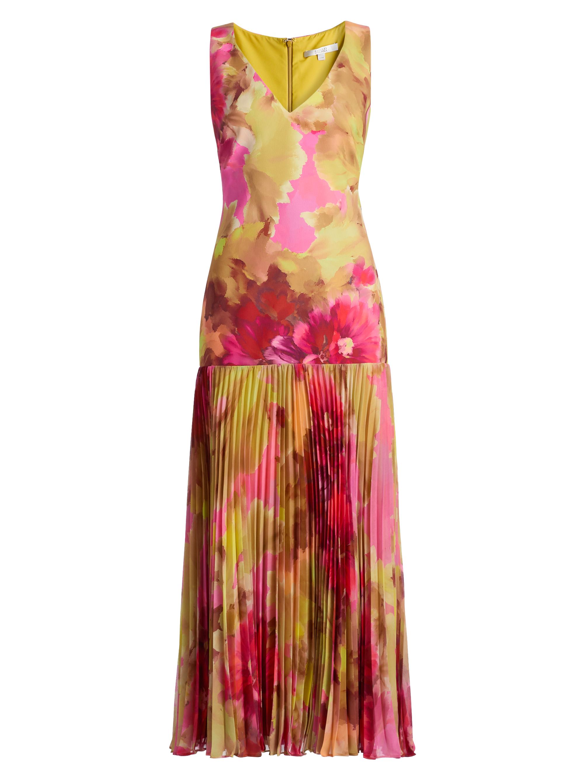 Floral Pleated Dropwaist Cocktail Dress