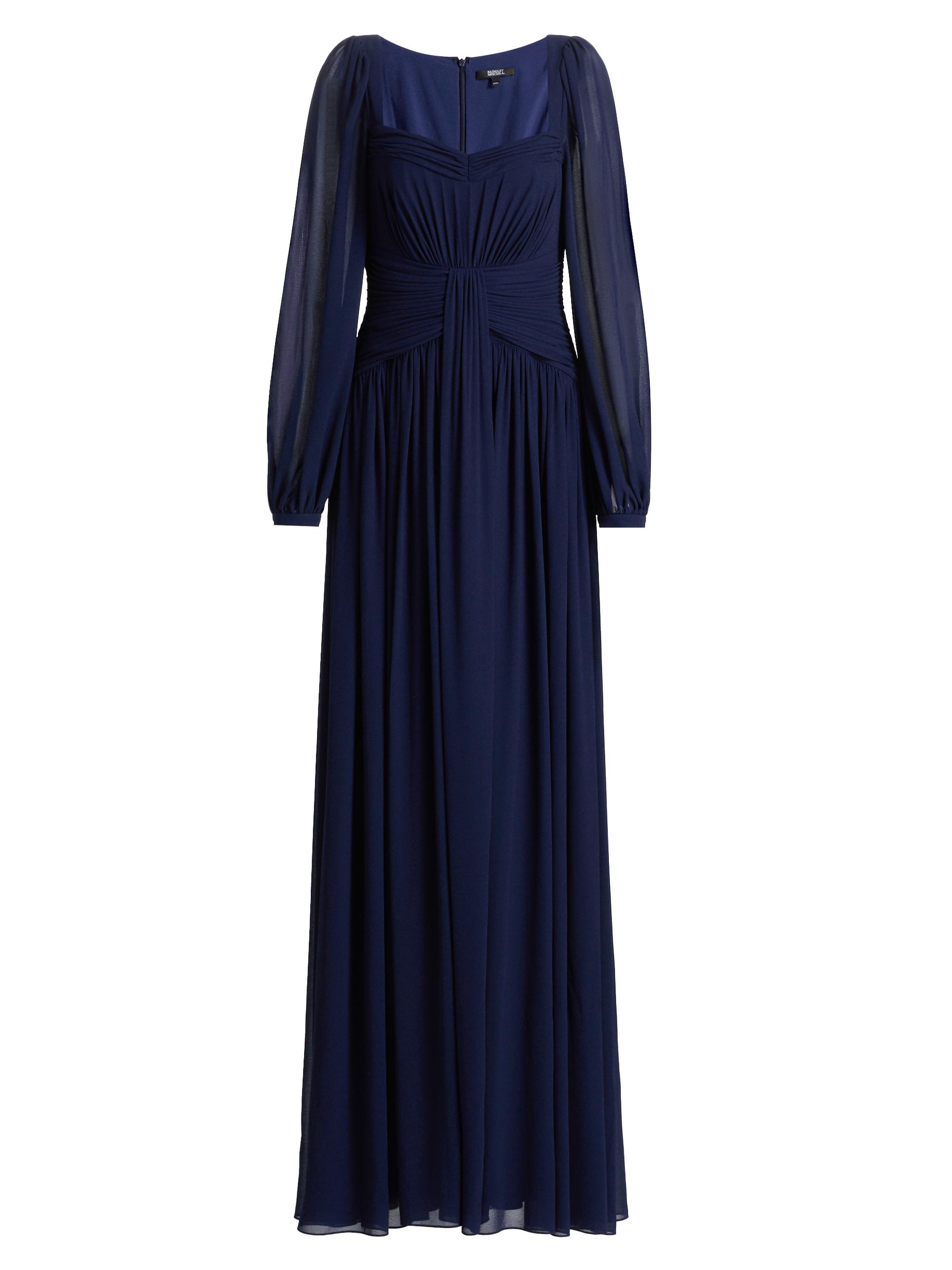 Badgley Mischka Sunburst Pleated Bow-Waist Midi-Dress | Saks Fifth Avenue