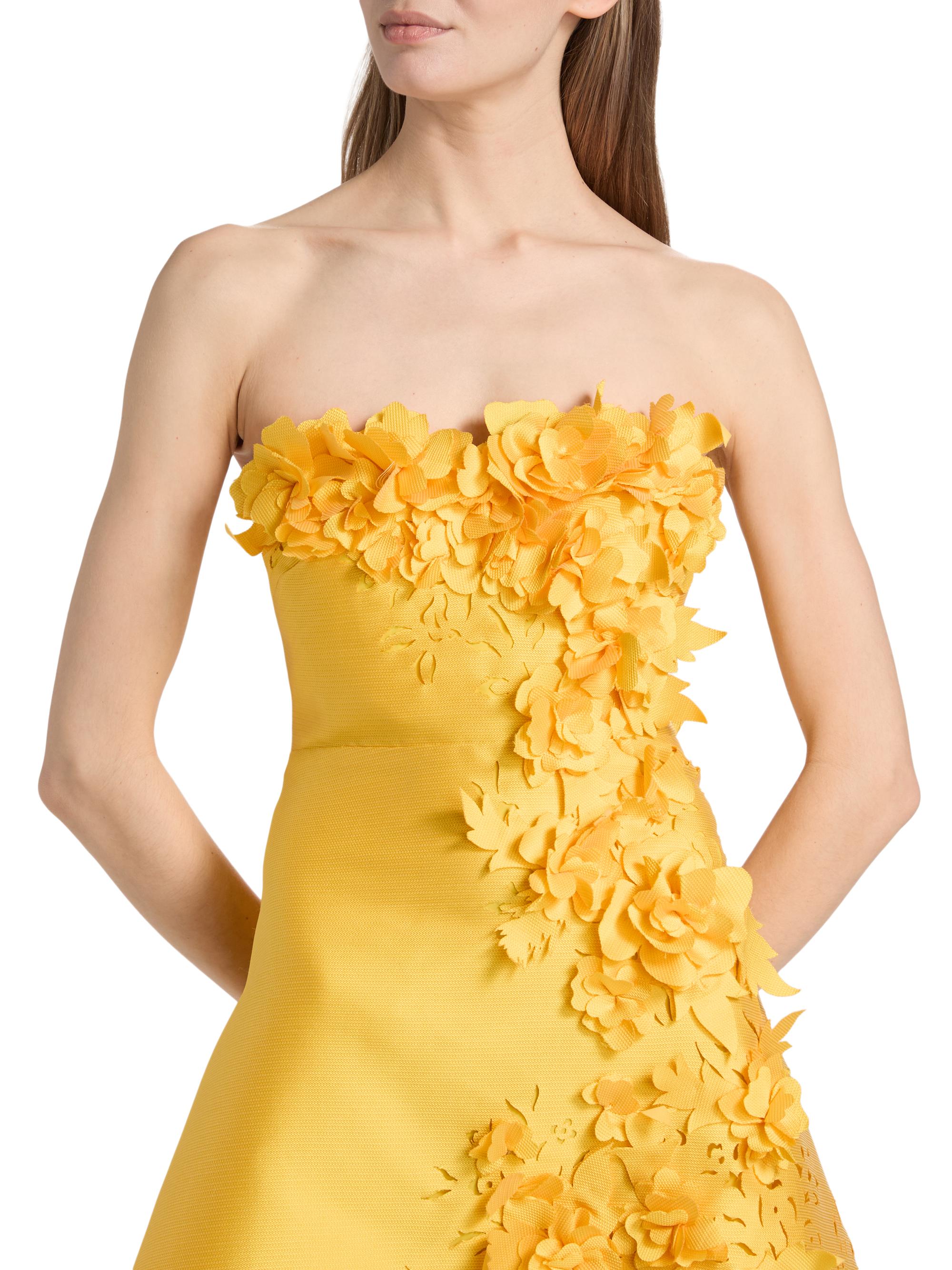 badgley mischka golden flower dress Jewel Badgley Mischka Women's Natasha Strapless Jacquard Maxi Dress main image 1