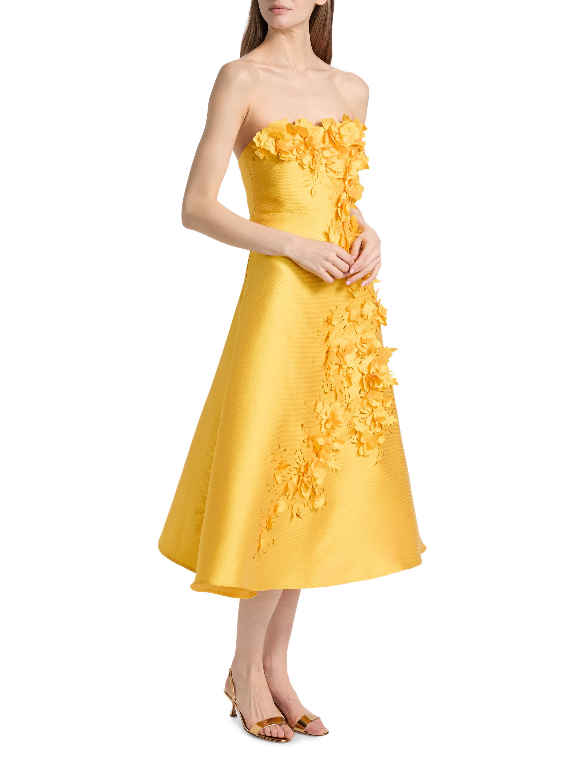 Badgley Mischka Floral Applique Strapless Cocktail Dress | Saks Fifth Avenue
