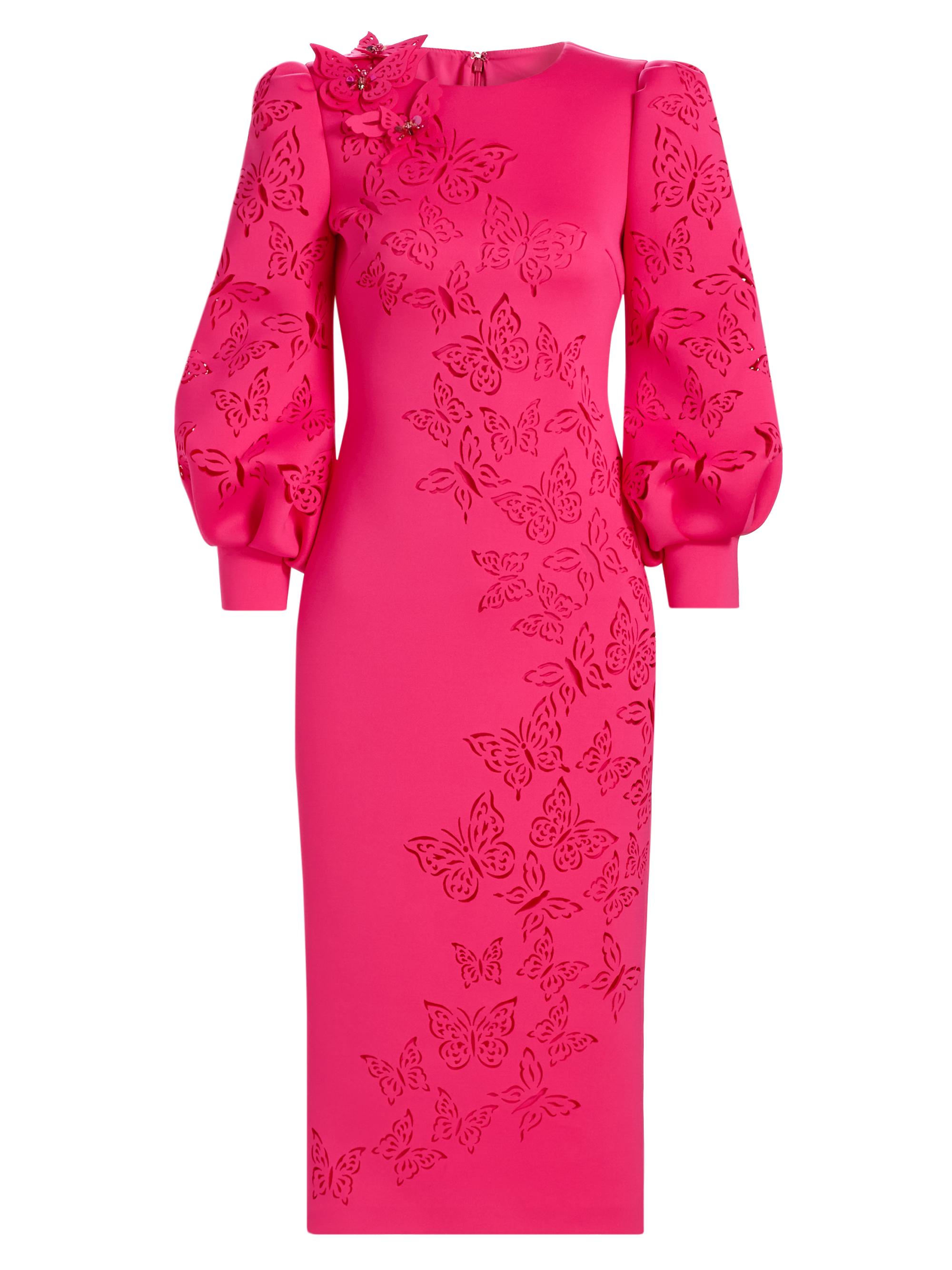 Badgley Mischka Women's Butterfly Scuba Cocktail Dress - Magenta
