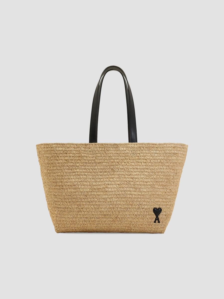 AMI Paris Ami De Coeur Raffia Tote Bag | Saks Fifth Avenue