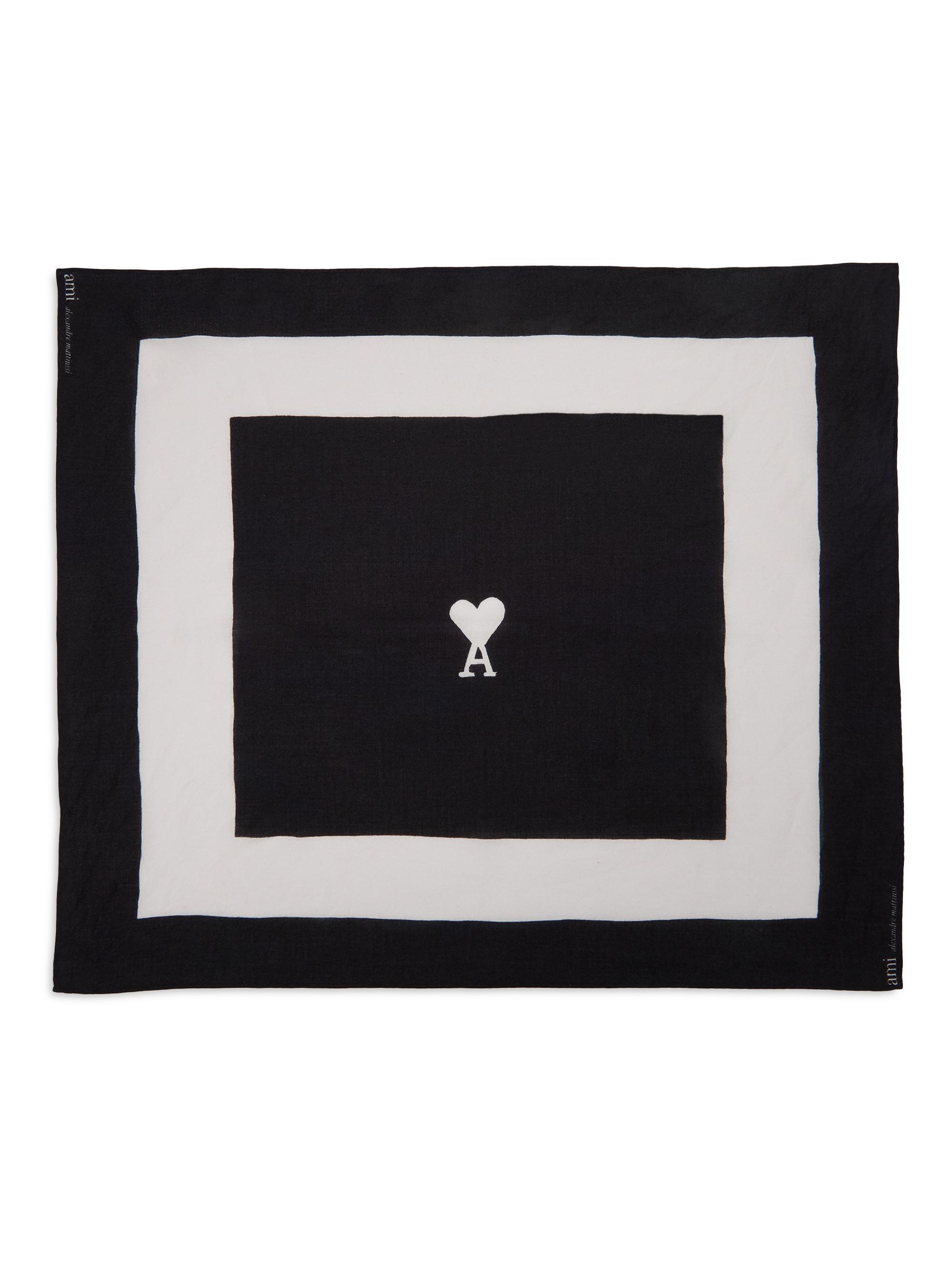 AMI Paris Men's Ami de Coeur Logo Printed Scarf - Noir