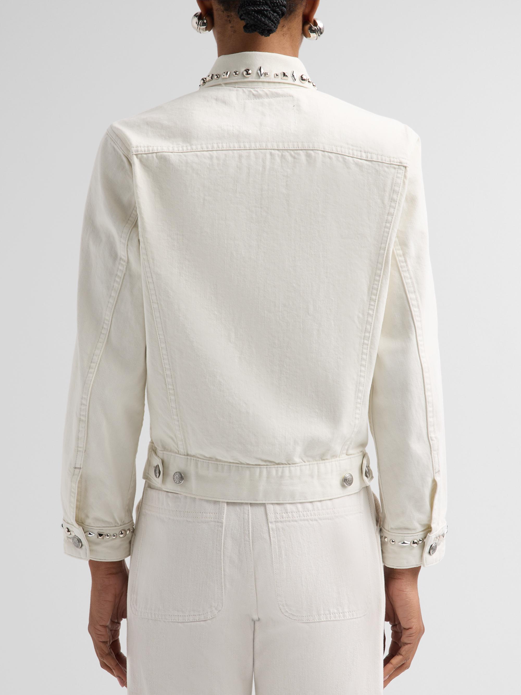 R13 Women's Shrunken Studded Trucker Jacket - Cement White | Thumbnail 3