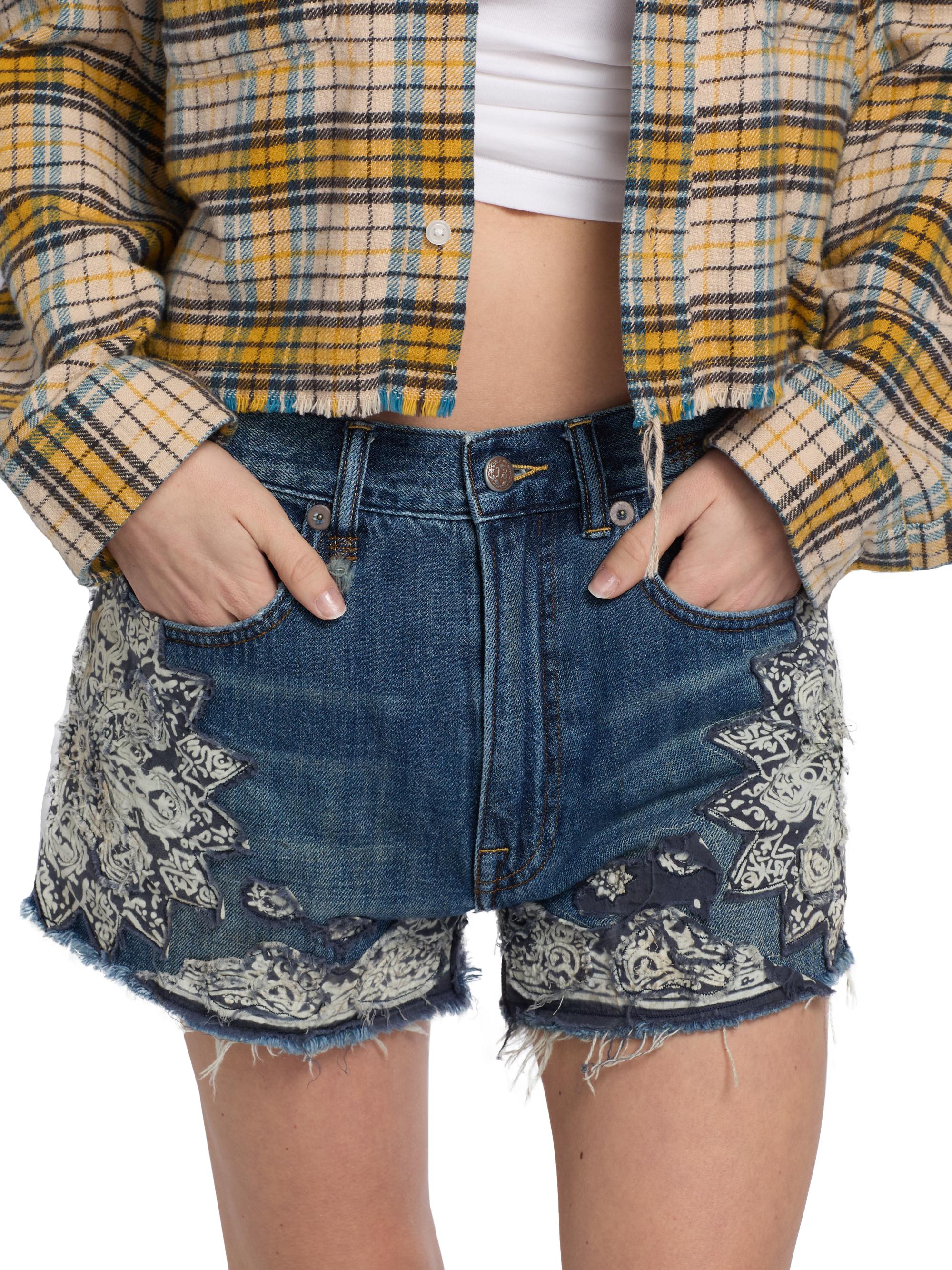 R13 X-BF Embroidered Denim Shorts | Saks Fifth Avenue