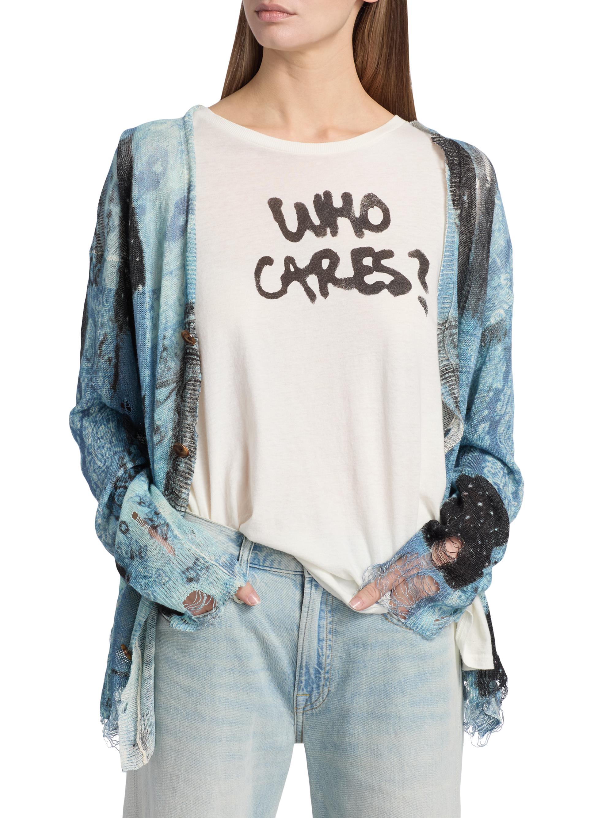 R13 Printed Linen Boyfriend Cardigan | Saks Fifth Avenue