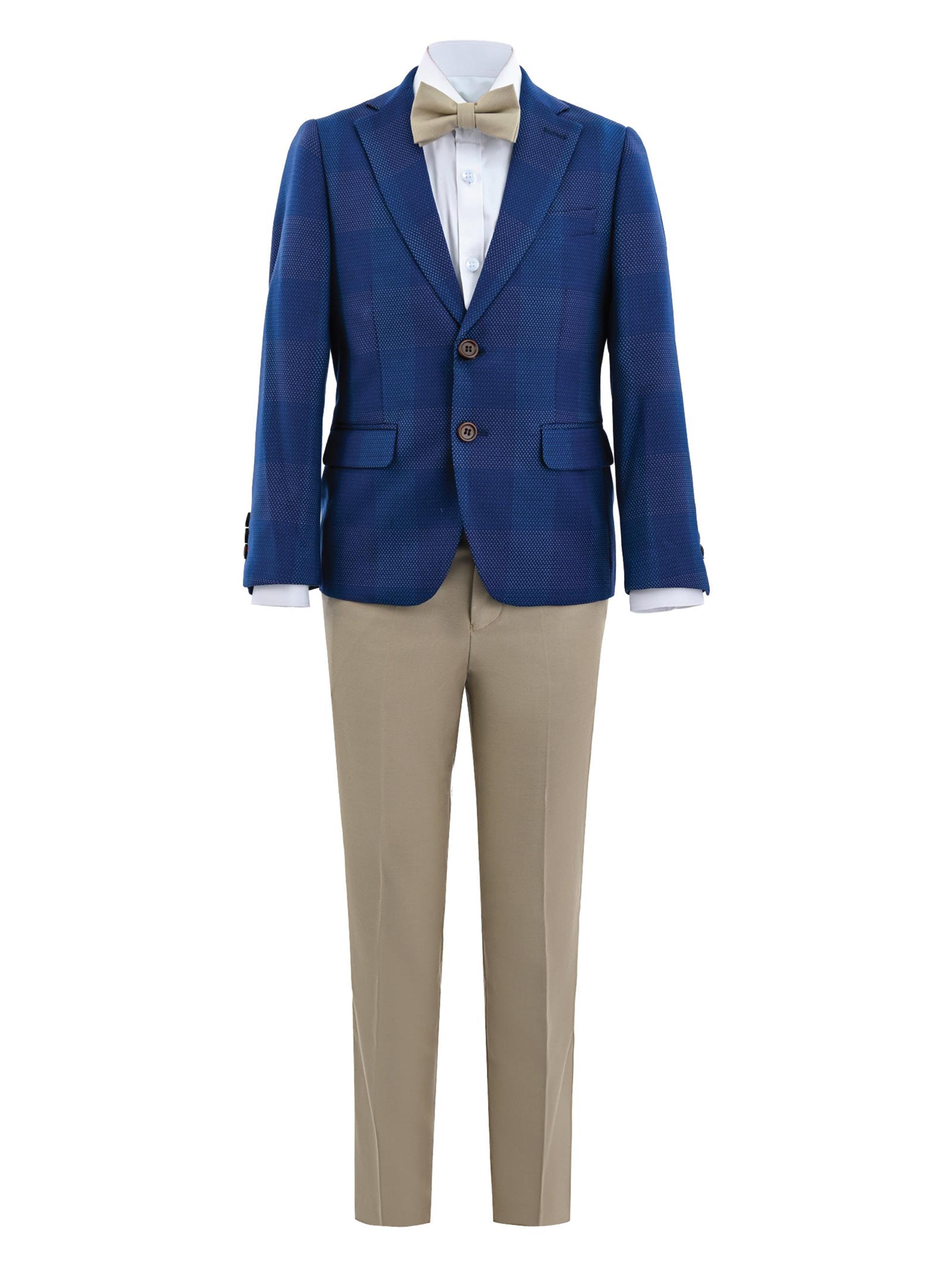 Moustache Little Boy's & Boy's Check Blazer Suit Set - Blue