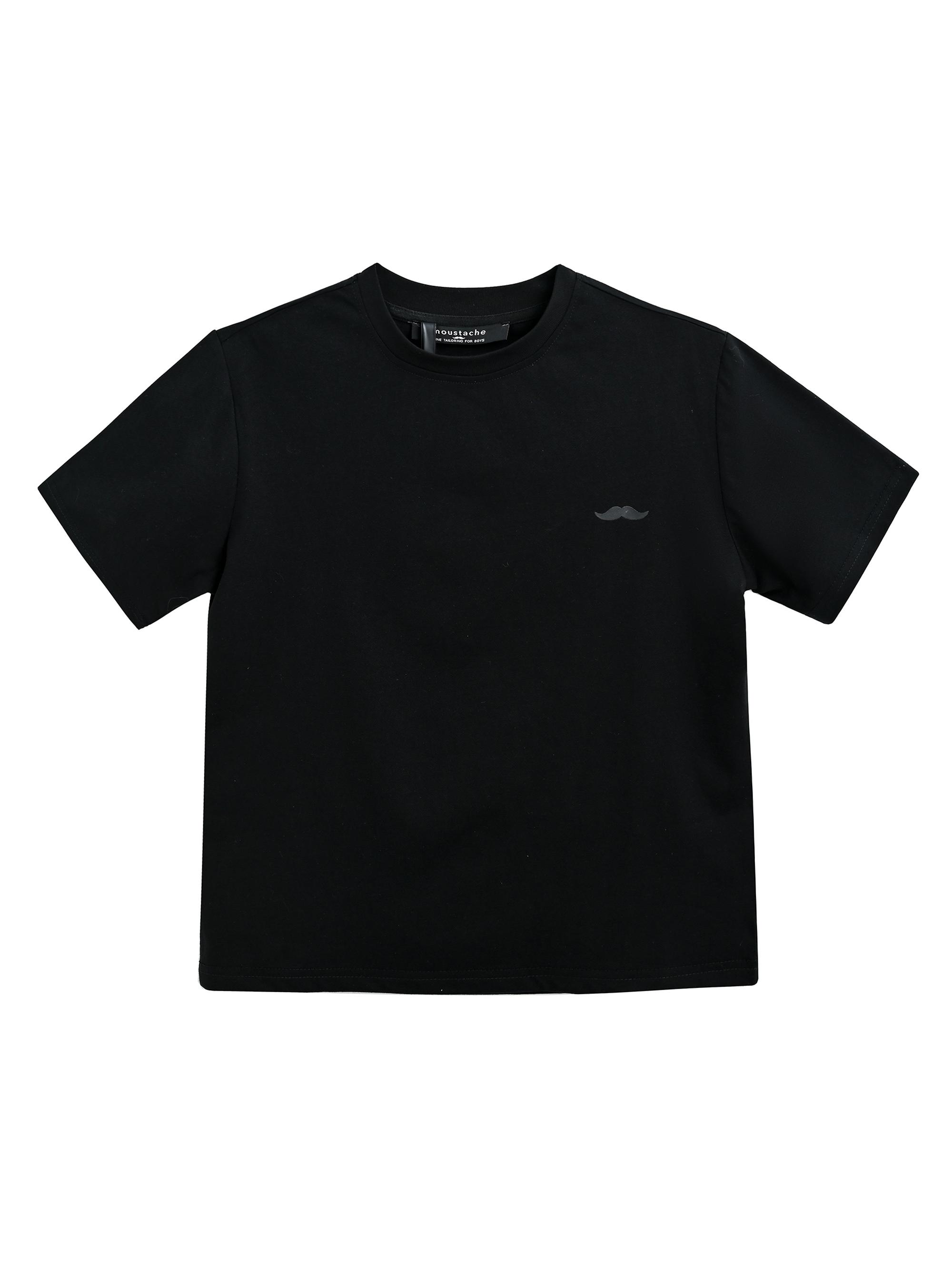 Moustache Little Girl's & Girl's T-Shirt with Mustache Detail - Black