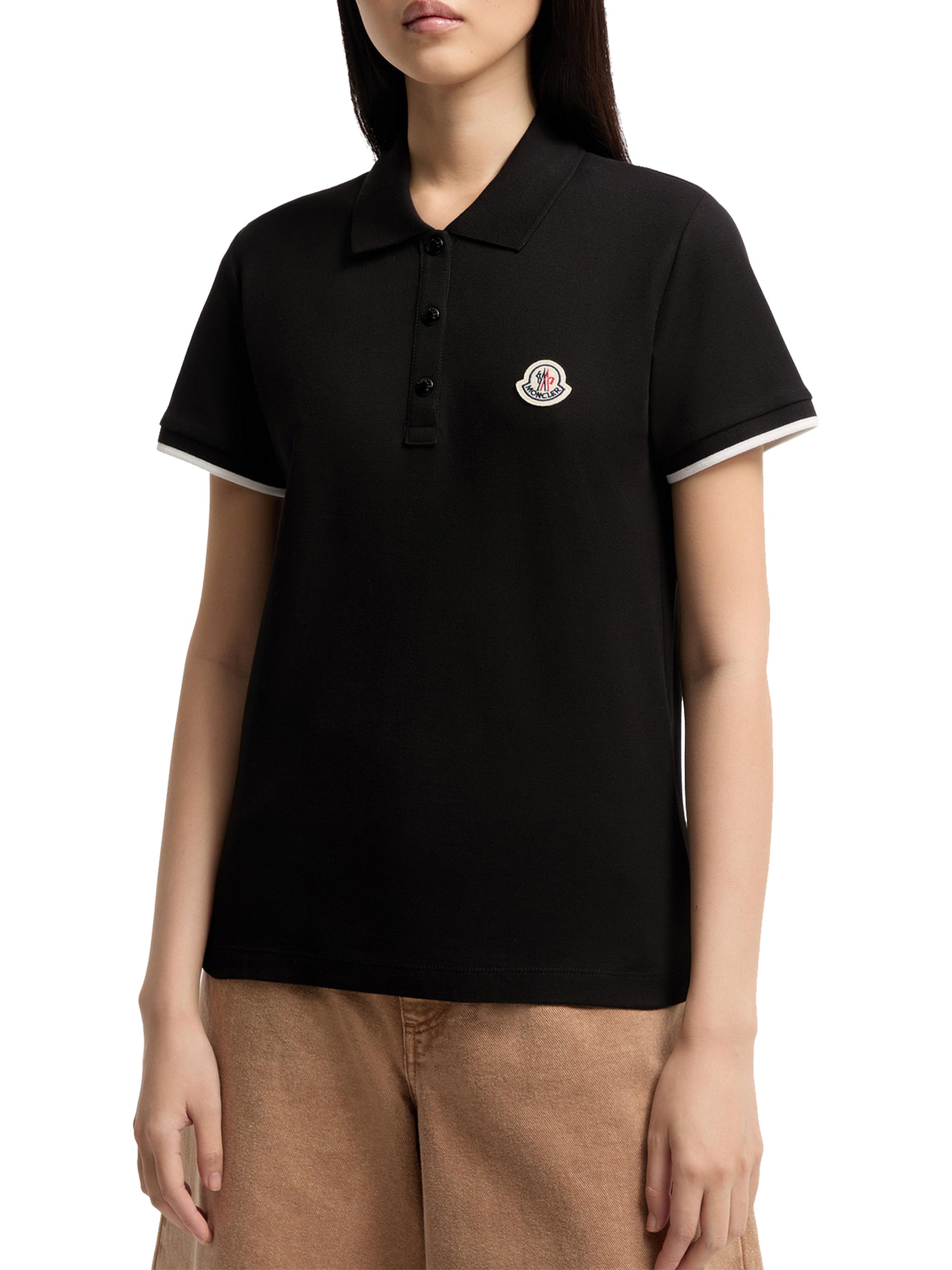Moncler Women's Polo Shirt in Cotton Piquet - Black