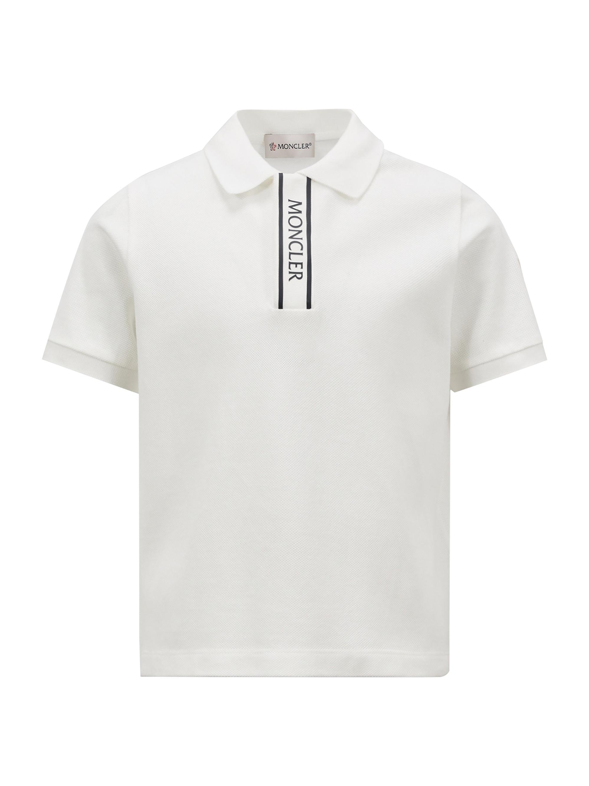 Moncler Little Boy's & Boy's Polo Shirt in Cotton Piquet - White