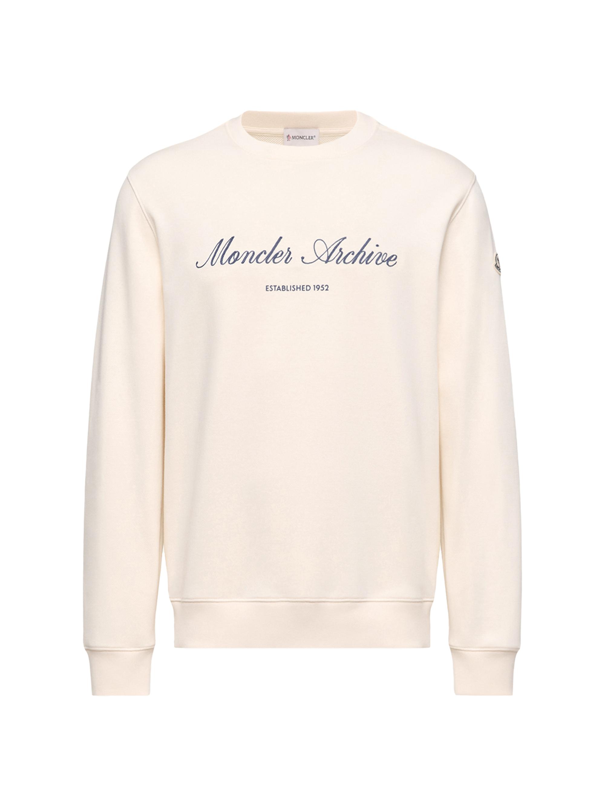 Moncler Men's Crewneck Sweatshirt in Cotton Blend - White