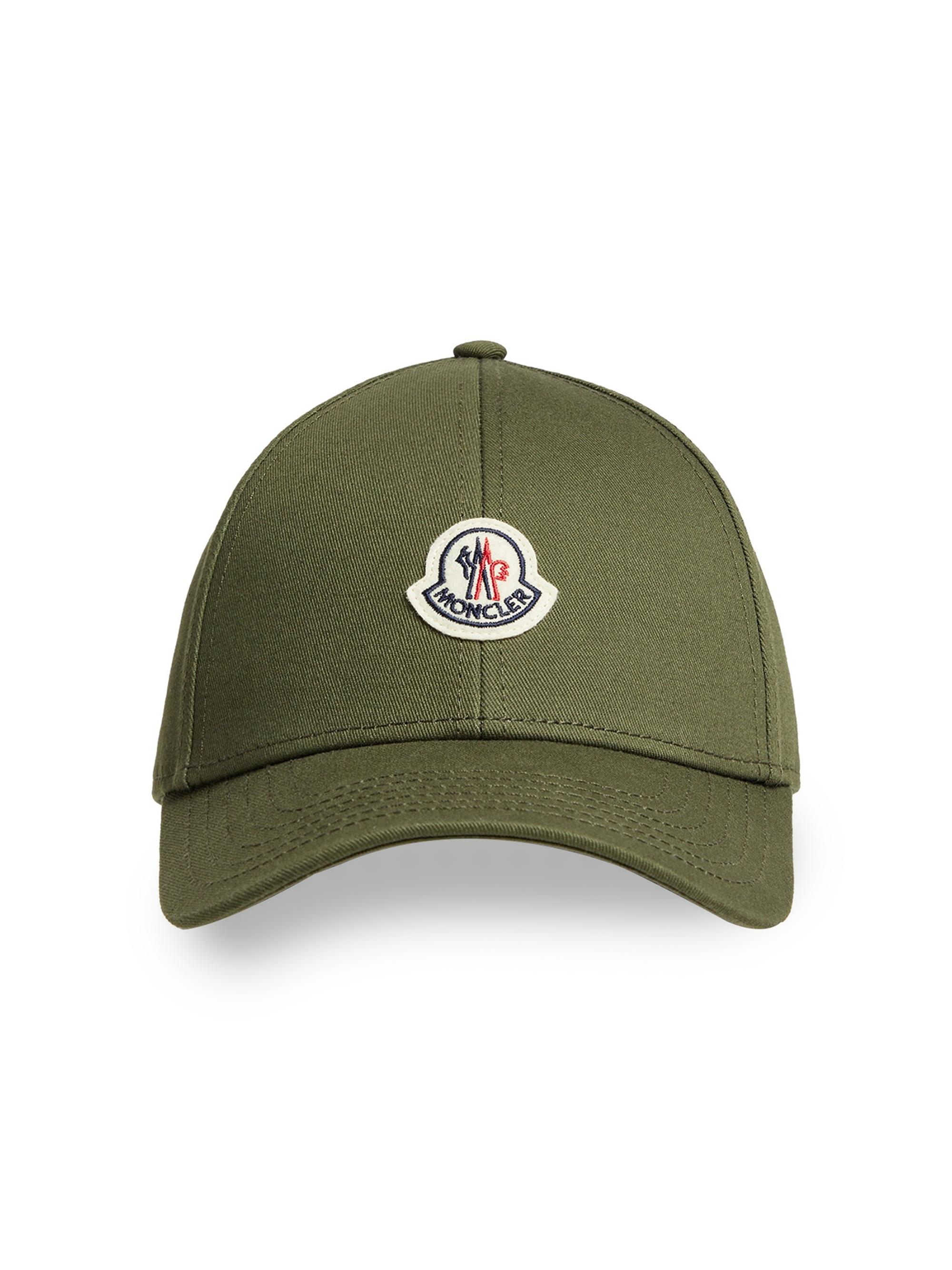 Moncler Men's Baseball Hat in Cotton Gabardine - Olive Green