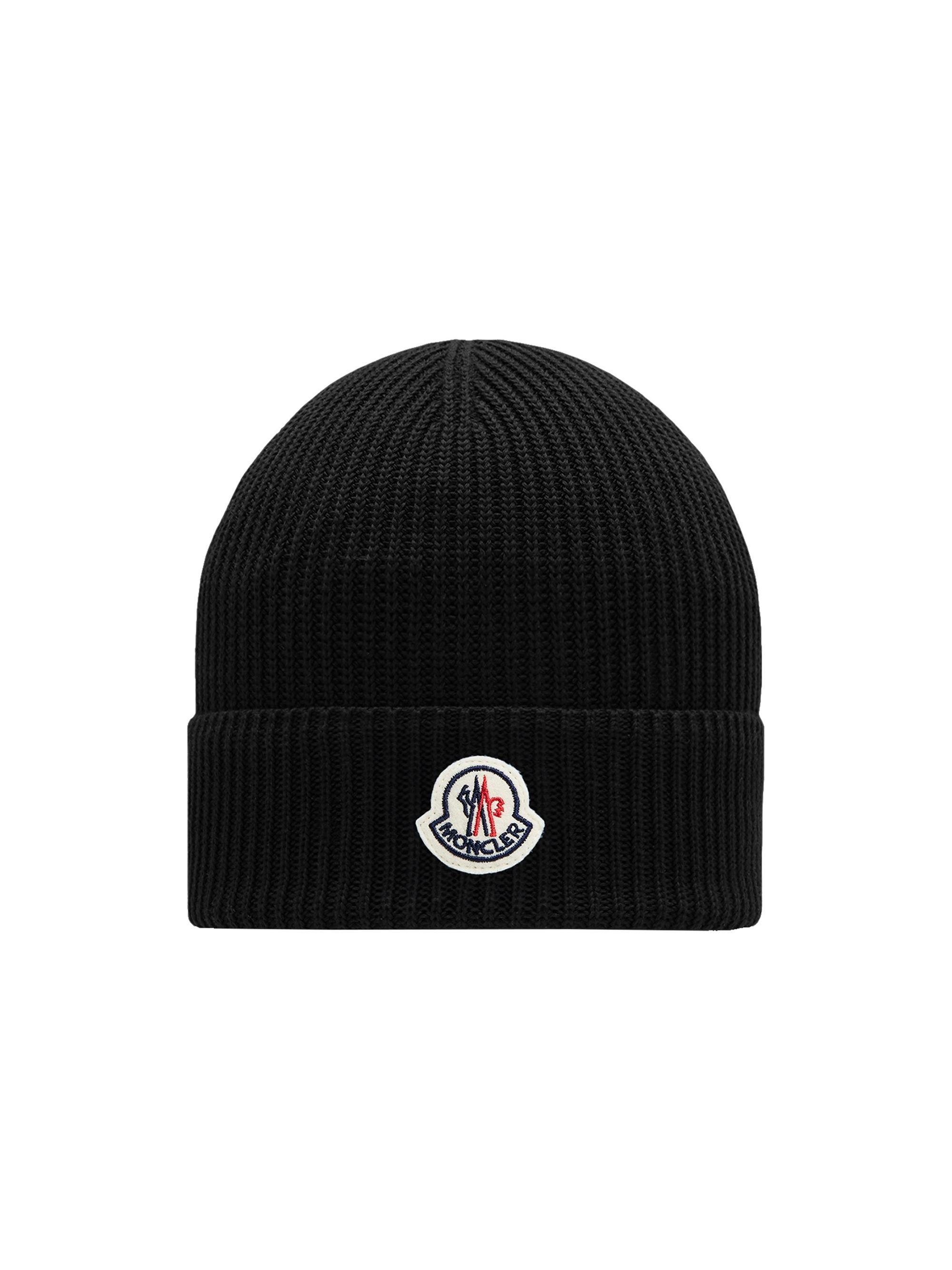 Moncler Men's Beanie Hat in Cotton - Black