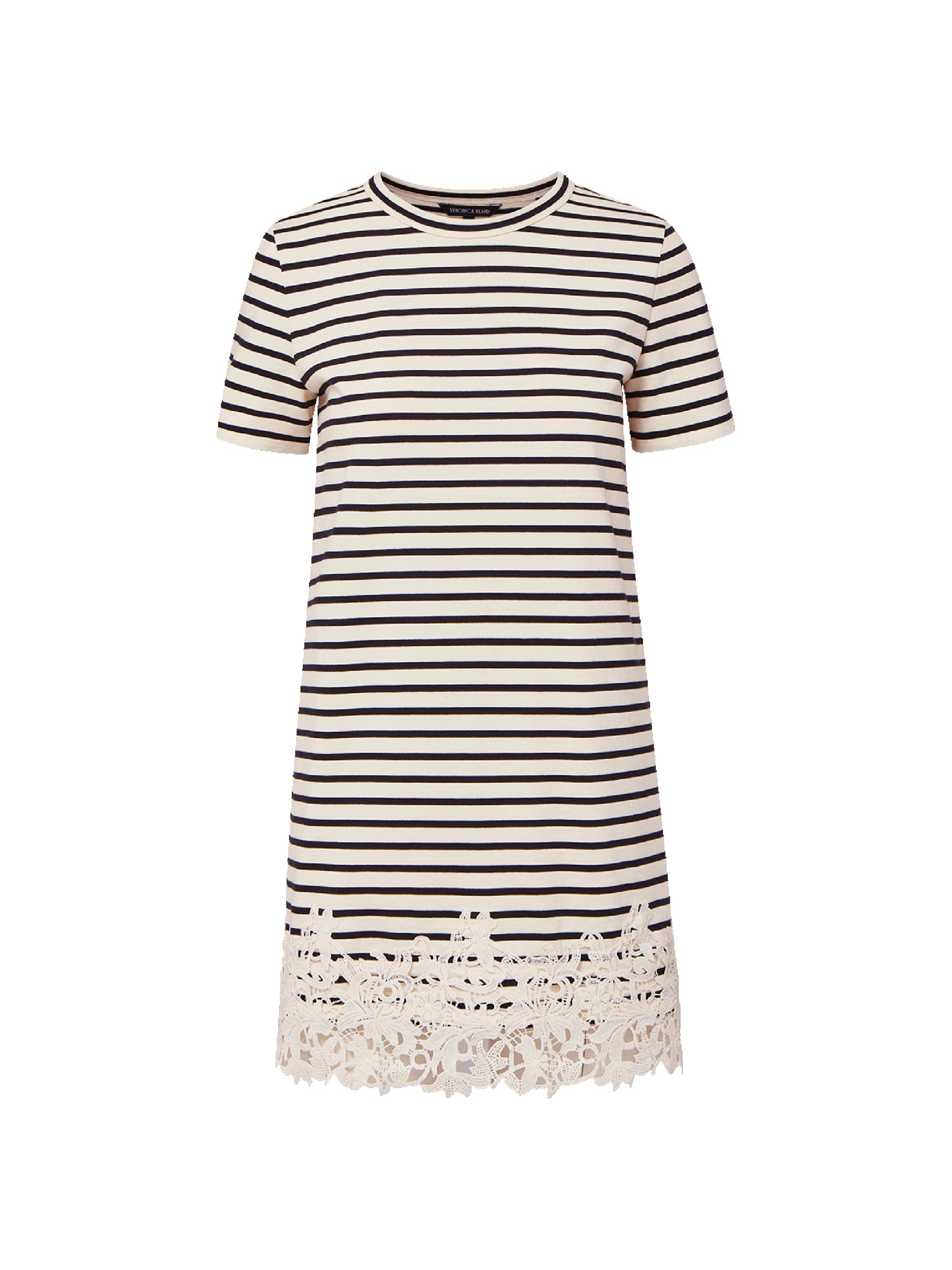 Veronica Beard Rhue Striped Cotton Lace-Hem T-Shirt Dress | Saks Fifth  Avenue