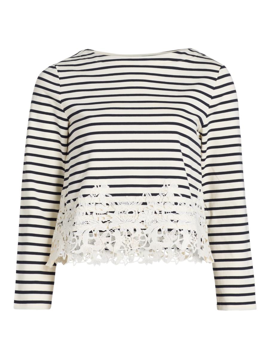 Veronica Beard Hovey Striped Lace-Trim Top | Saks Fifth Avenue
