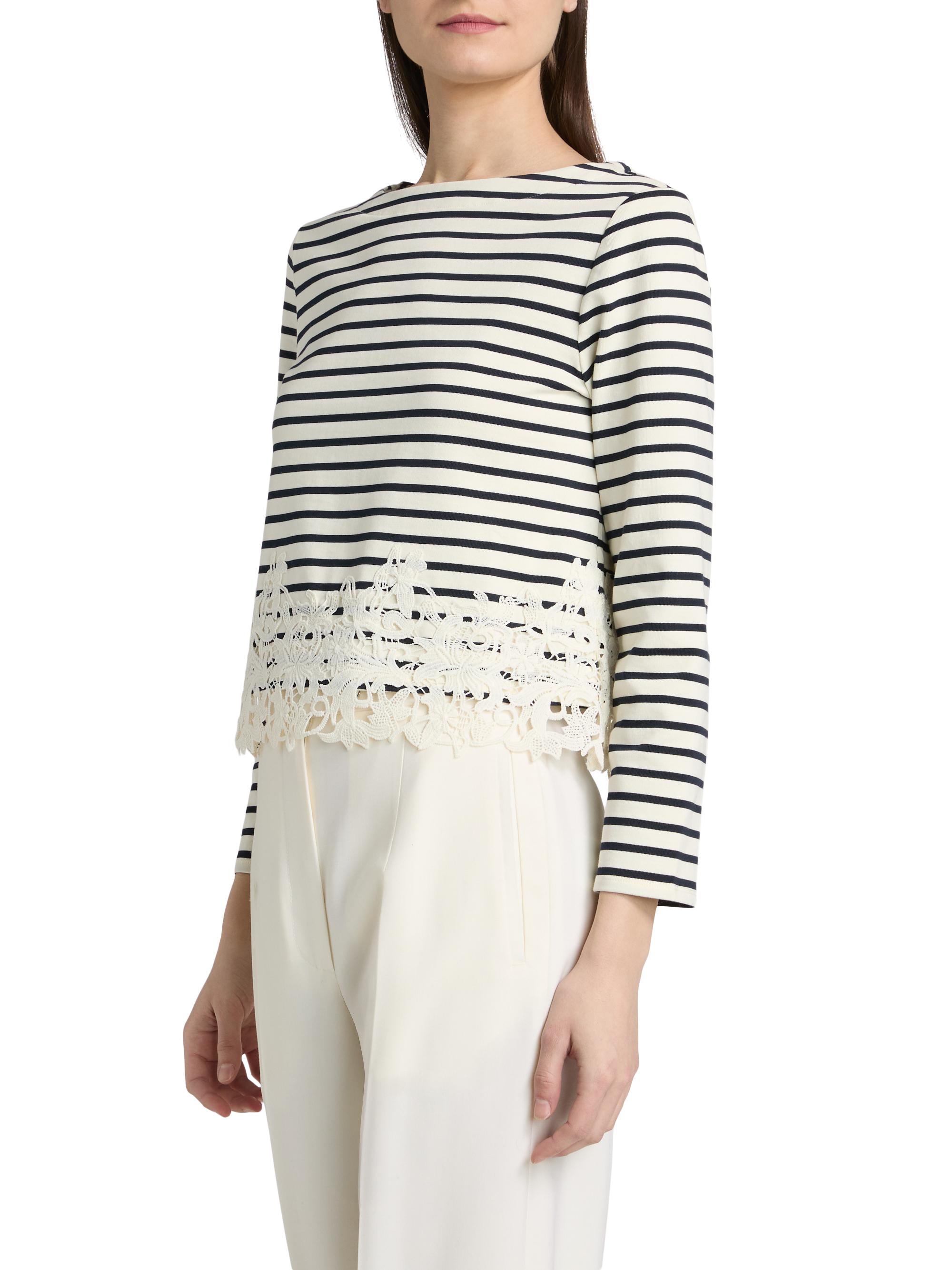 Veronica Beard Hovey Striped Lace-Trim Top | Saks Fifth Avenue