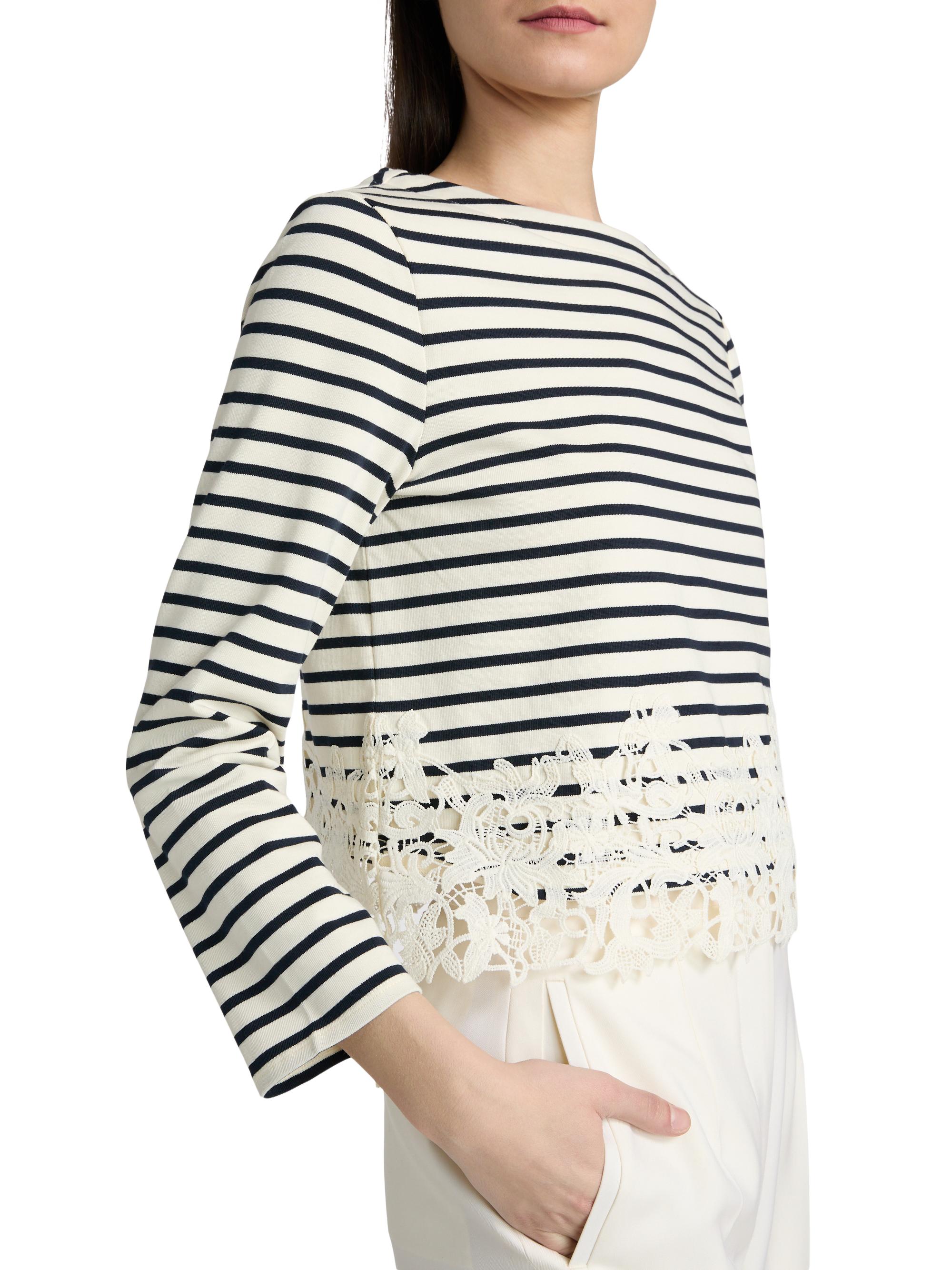 Veronica Beard Hovey Striped Lace-Trim Top | Saks Fifth Avenue