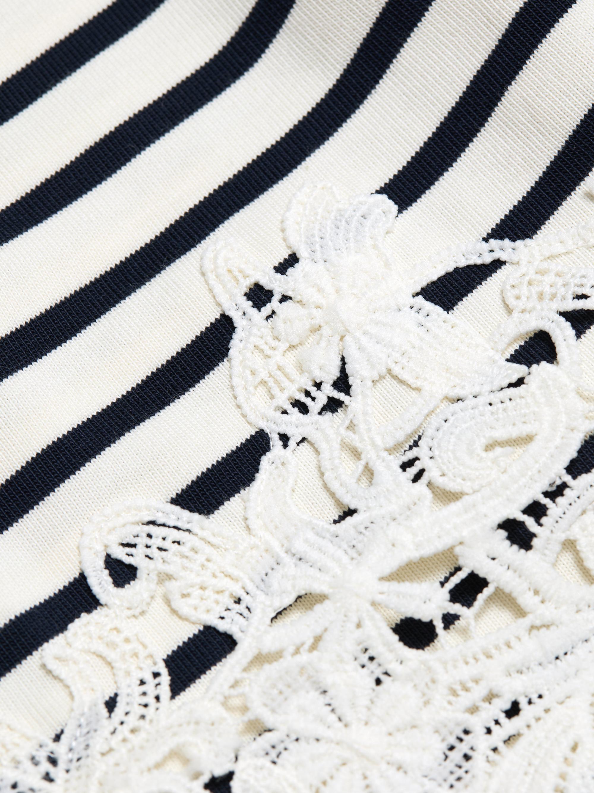 Veronica Beard Women's Hovey Striped Lace-Trim Top - Dove Navy Stripe | Thumbnail 7