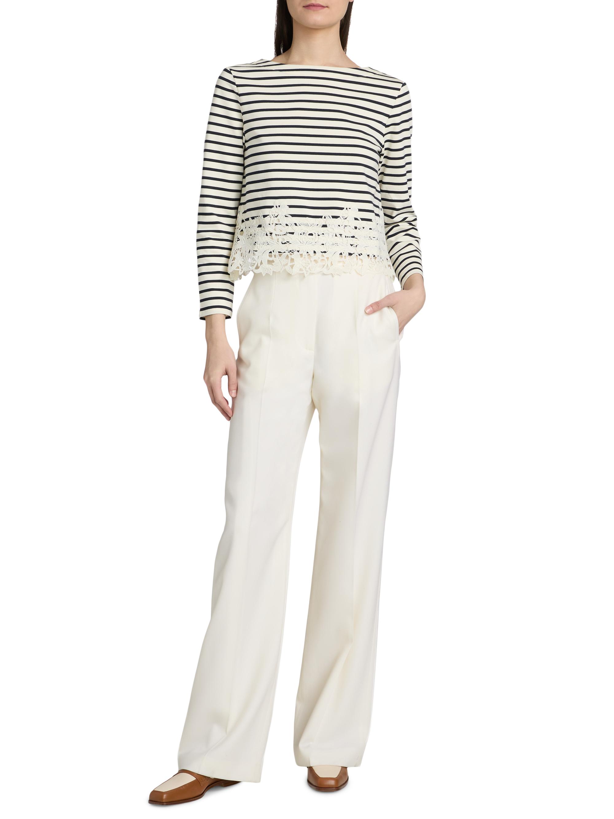 Veronica Beard Hovey Striped Lace-Trim Top | Saks Fifth Avenue