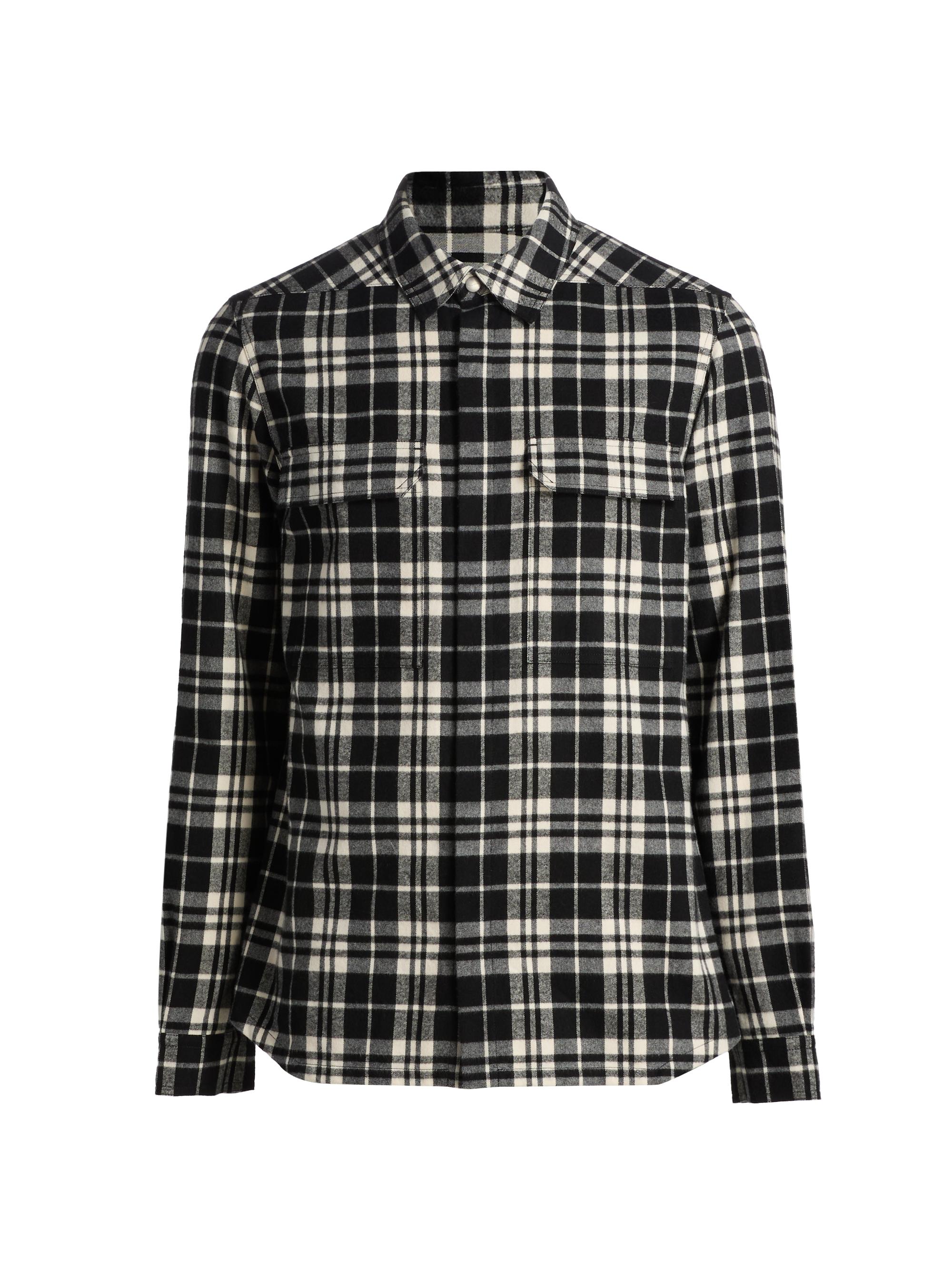Rick Owens Men's Plaid Cotton Overshirt - Black Plaid