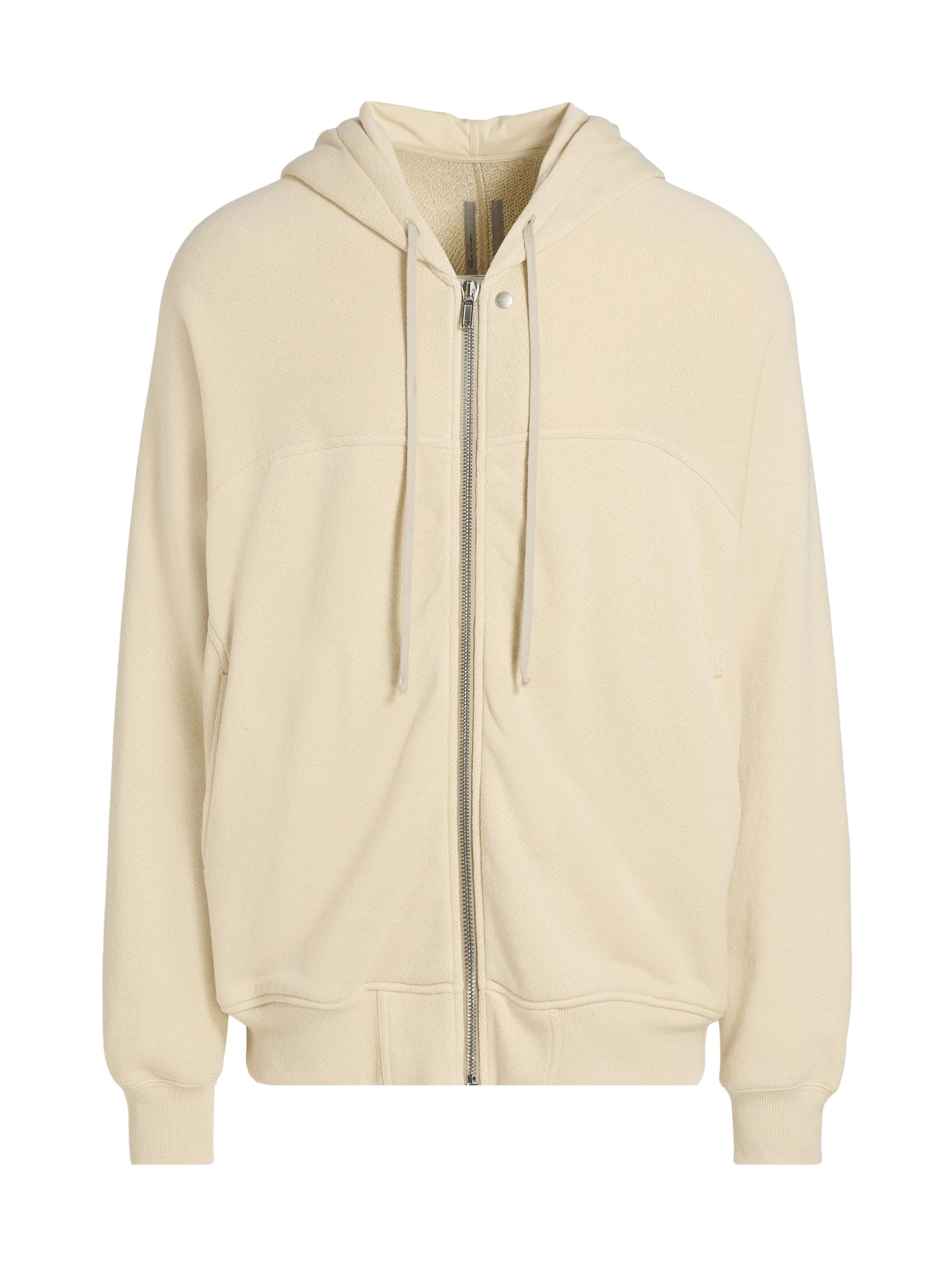 Rick Owens Men's Windbreaker Fleece Cotton Zip-Front Hoodie - Sand