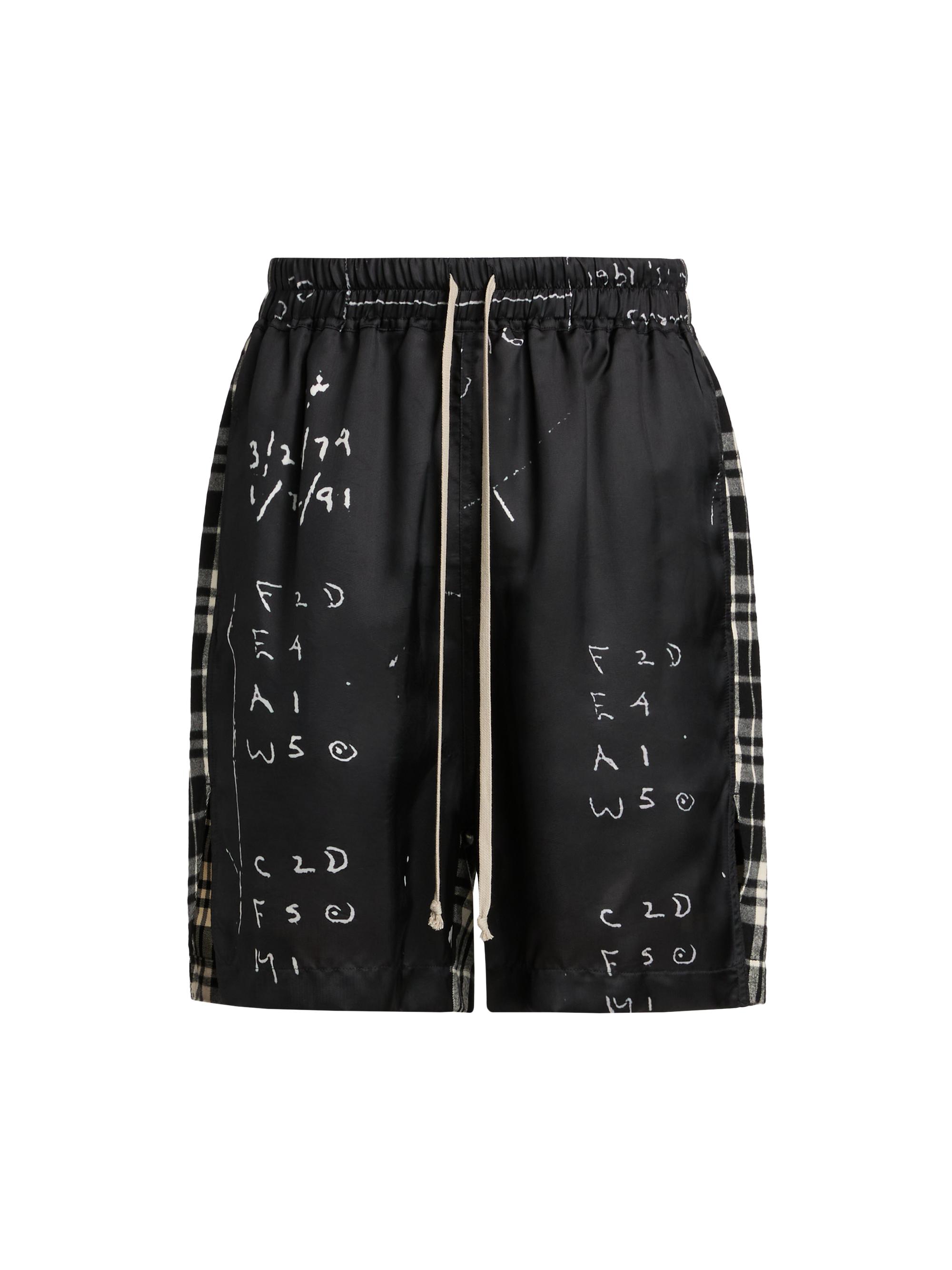 Rick Owens Men's Mixed Print Shorts - Black Milk Black