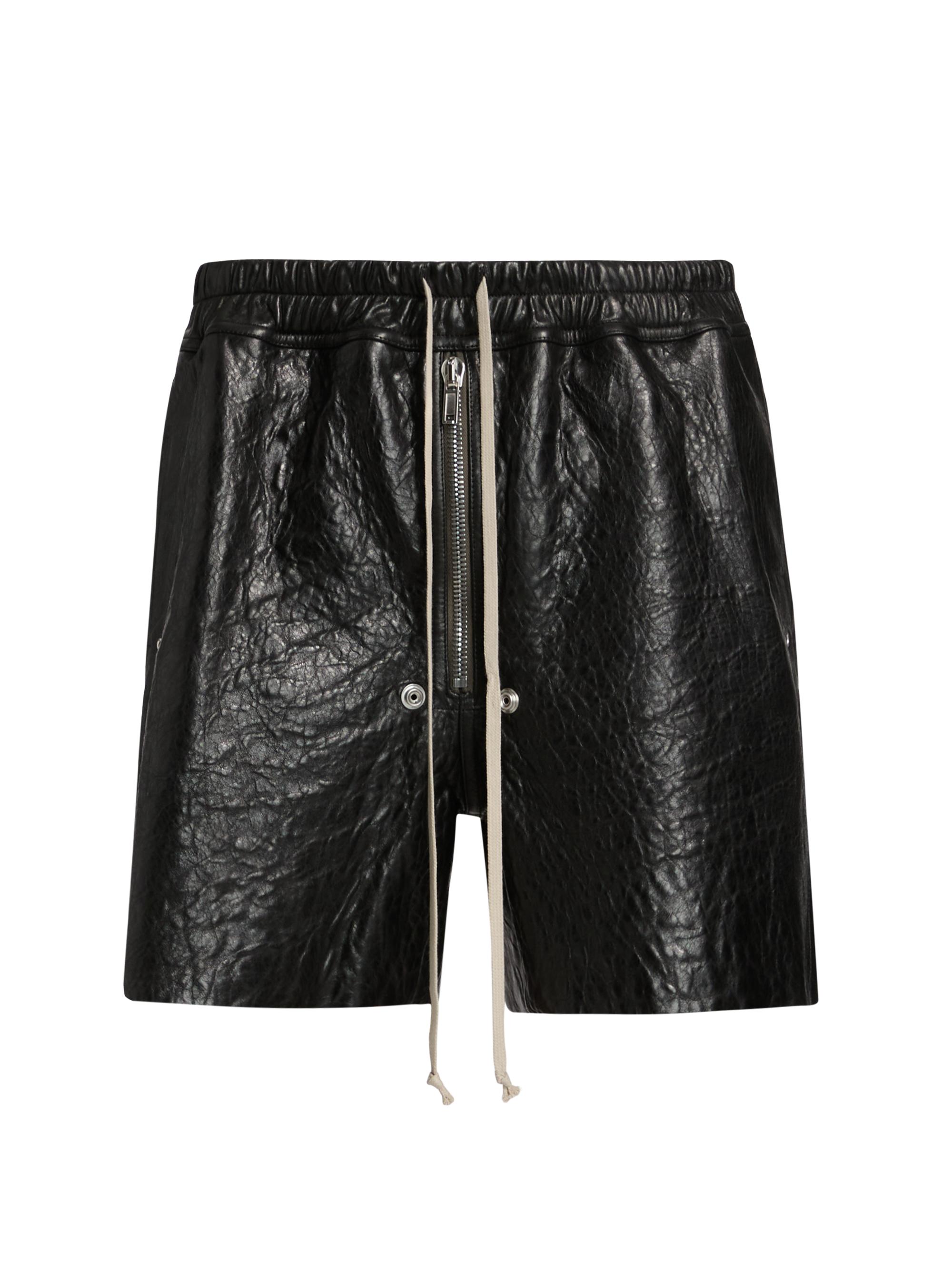 Rick Owens Men's Bela Leather Drawstring Shorts - Black