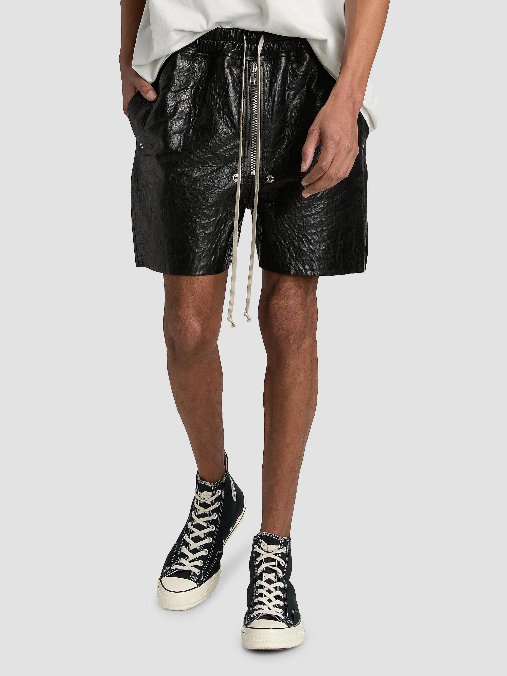 Rick Owens Bela Leather Drawstring Shorts | Saks Fifth Avenue