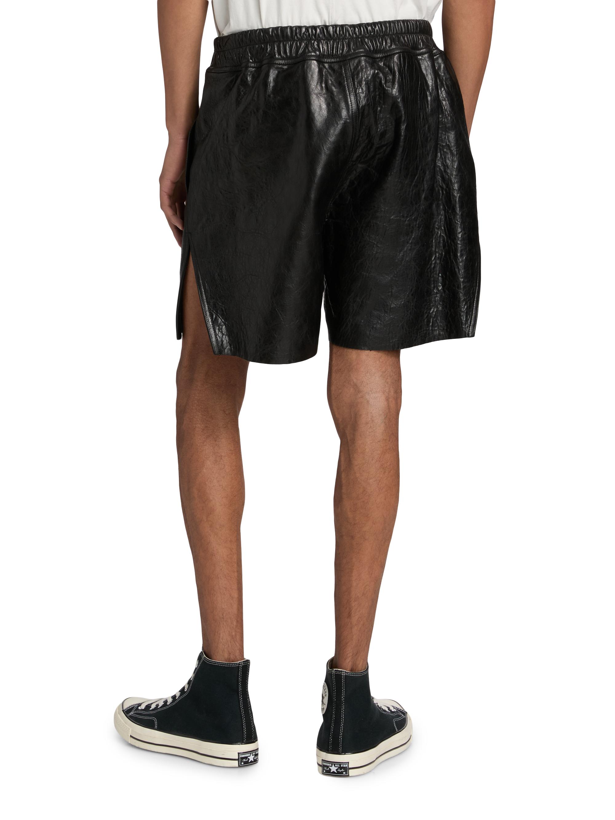 Rick Owens Bela Leather Drawstring Shorts | Saks Fifth Avenue