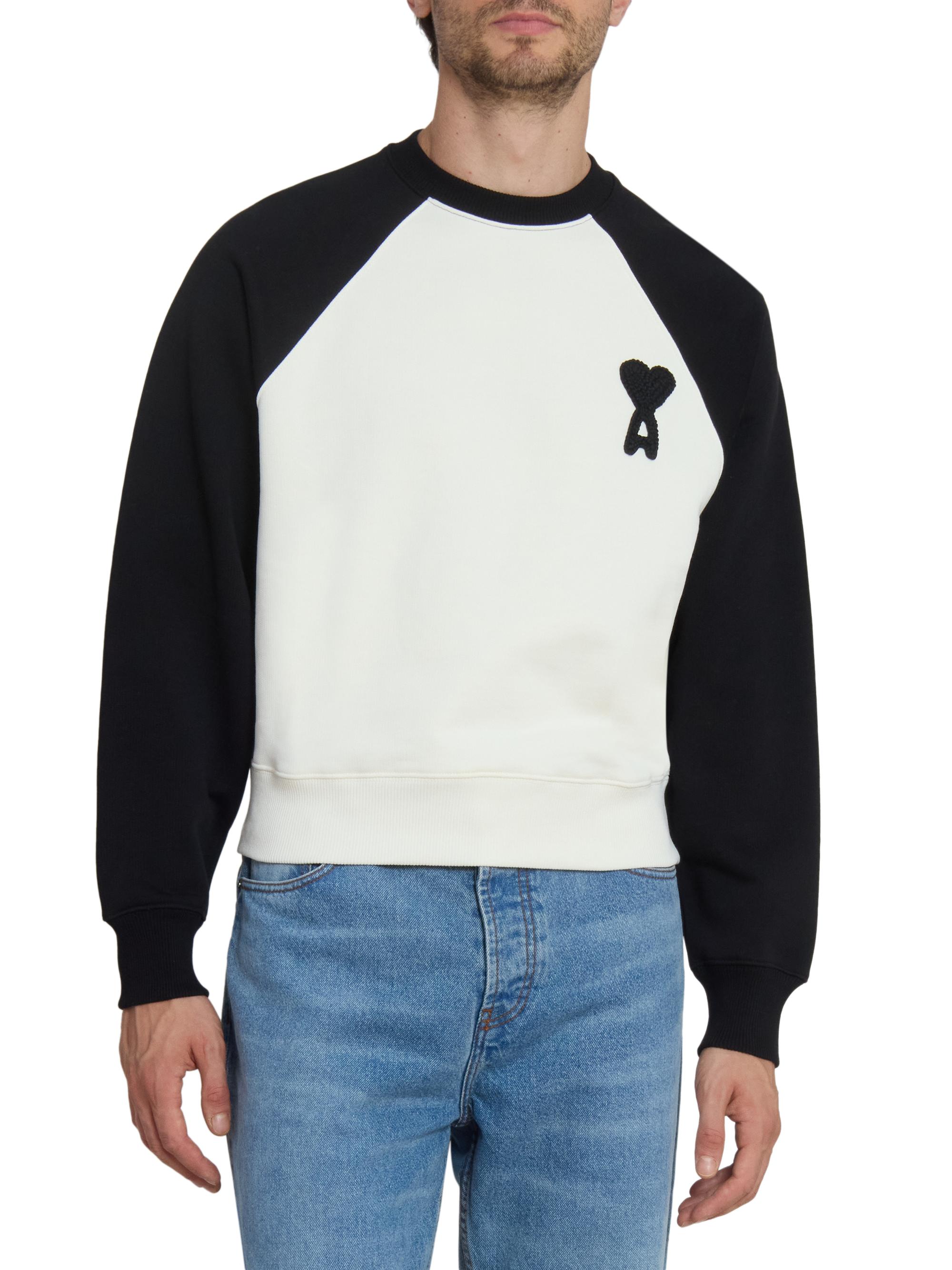AMI Paris Boxy Crochet Ami De Coeur Raglan Sweatshirt | Saks Fifth