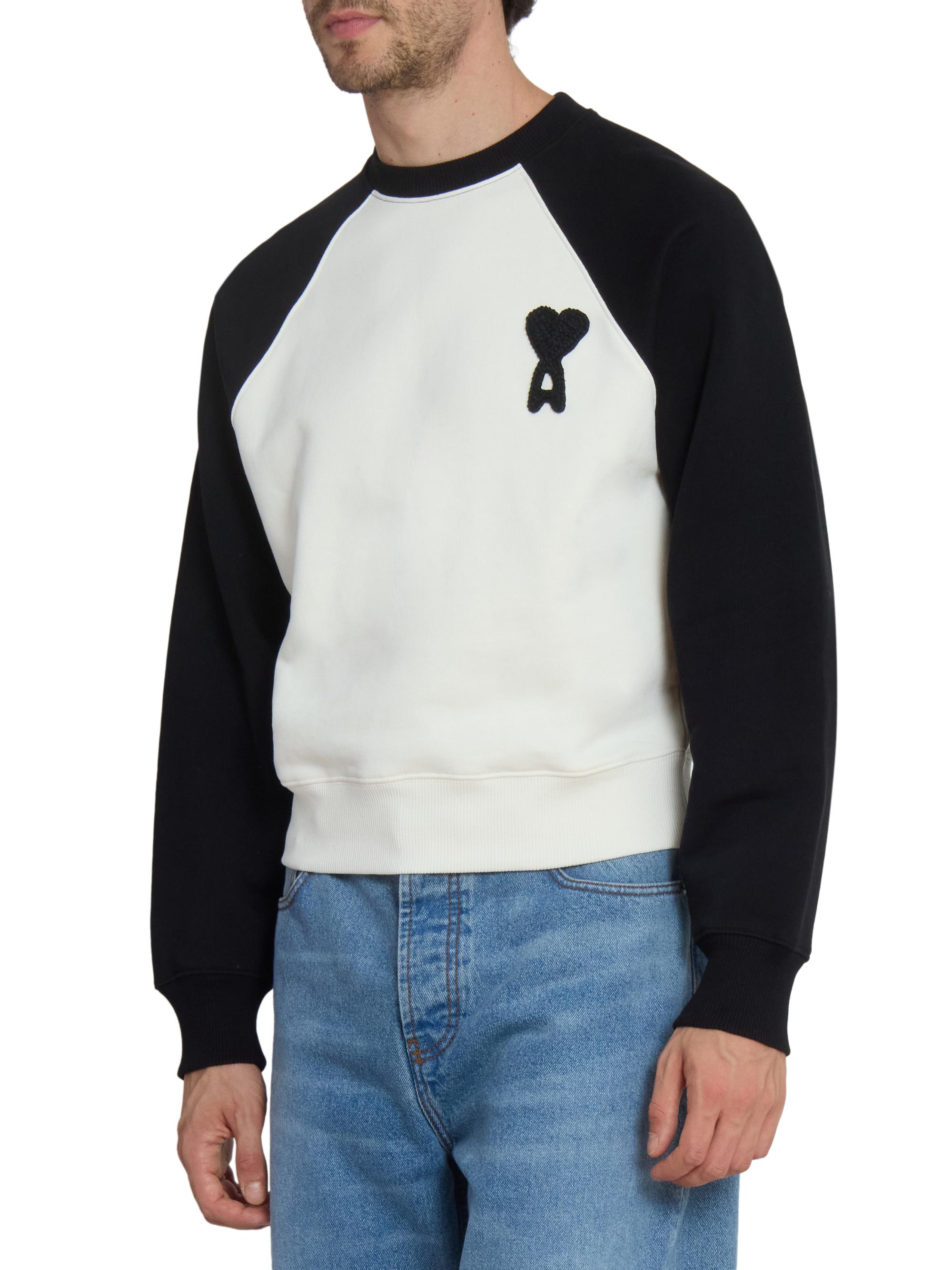 AMI Paris Boxy Crochet Ami De Coeur Raglan Sweatshirt | Saks Fifth