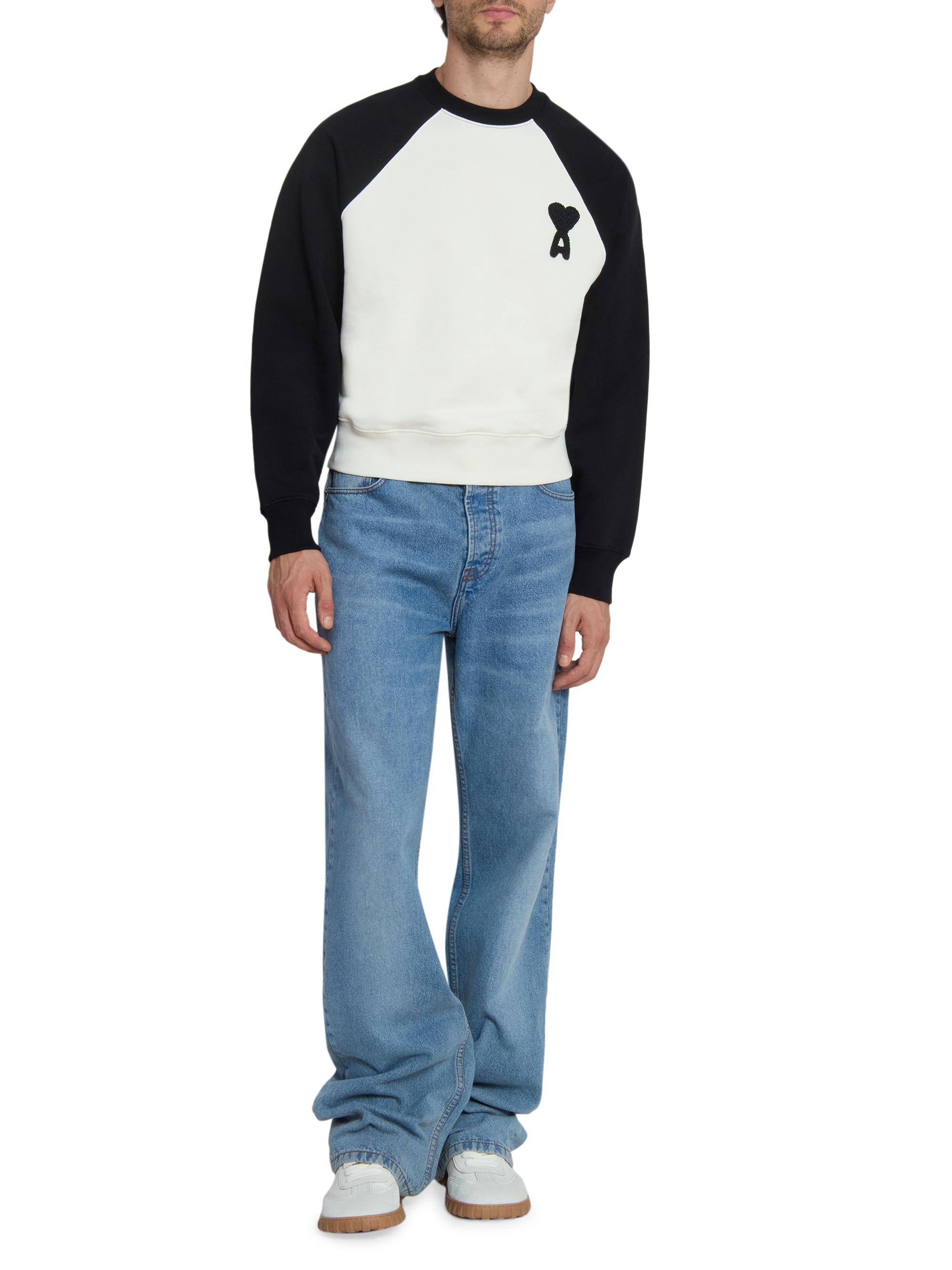 AMI Paris Boxy Crochet Ami De Coeur Raglan Sweatshirt | Saks Fifth