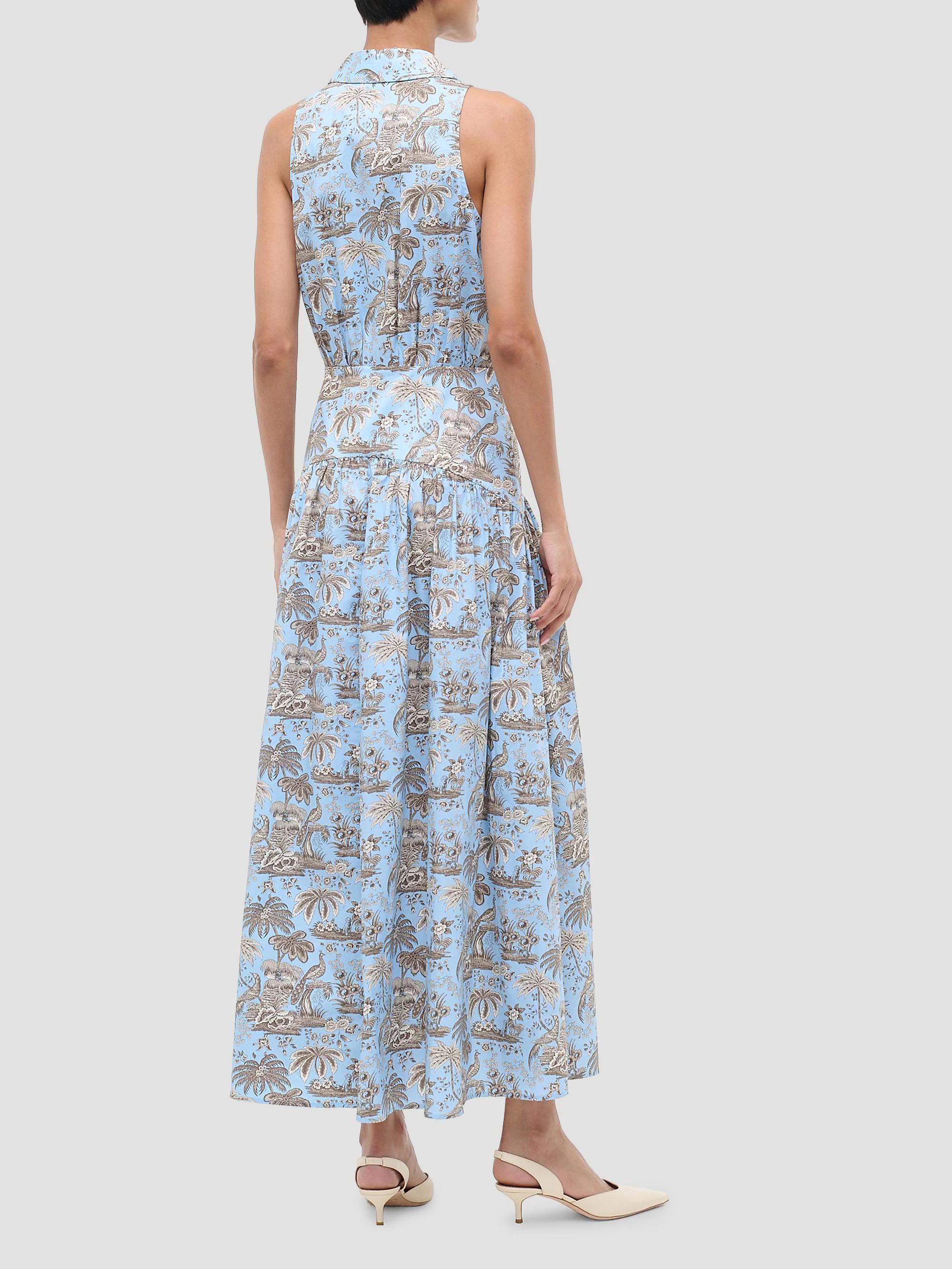 women's maxi dresses summer Classic Linen Open Back Dress What Makes a Boho Loop (Merino Quarter Zip Sweaters) Color:Tahoe Blue Floral Jacquard Draped Gown