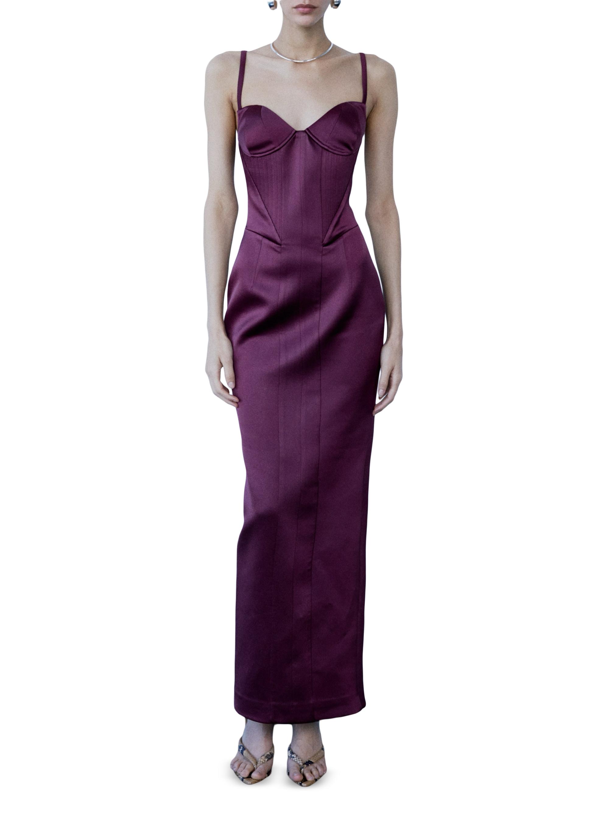 The New Arrivals Ilkyaz Ozel Women's Yasmeen Satin Corset Gown - Blood Moon