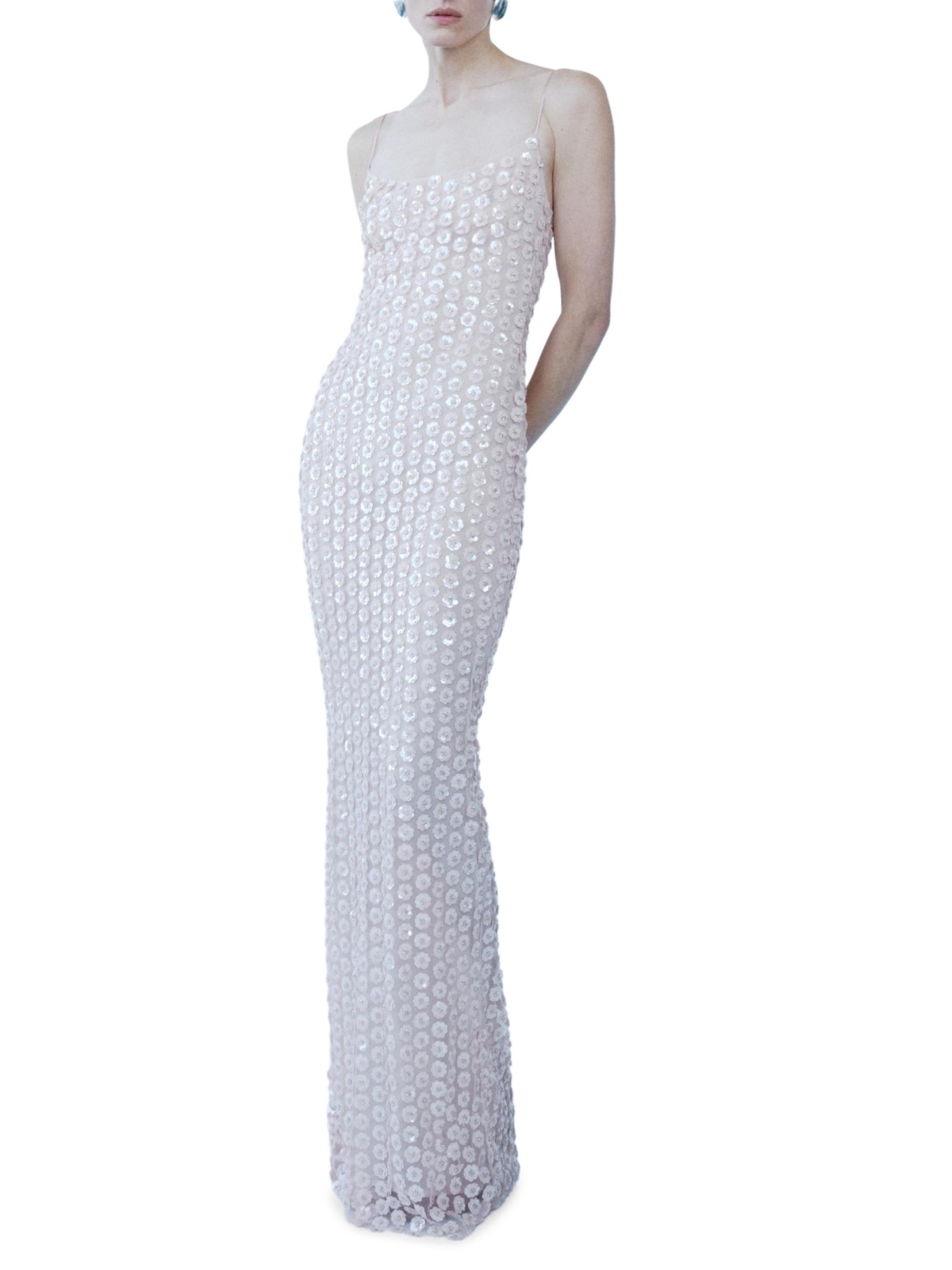 The New Arrivals Ilkyaz Ozel Women's Isis Floral Sequined Slip Gown - Rose Fusion