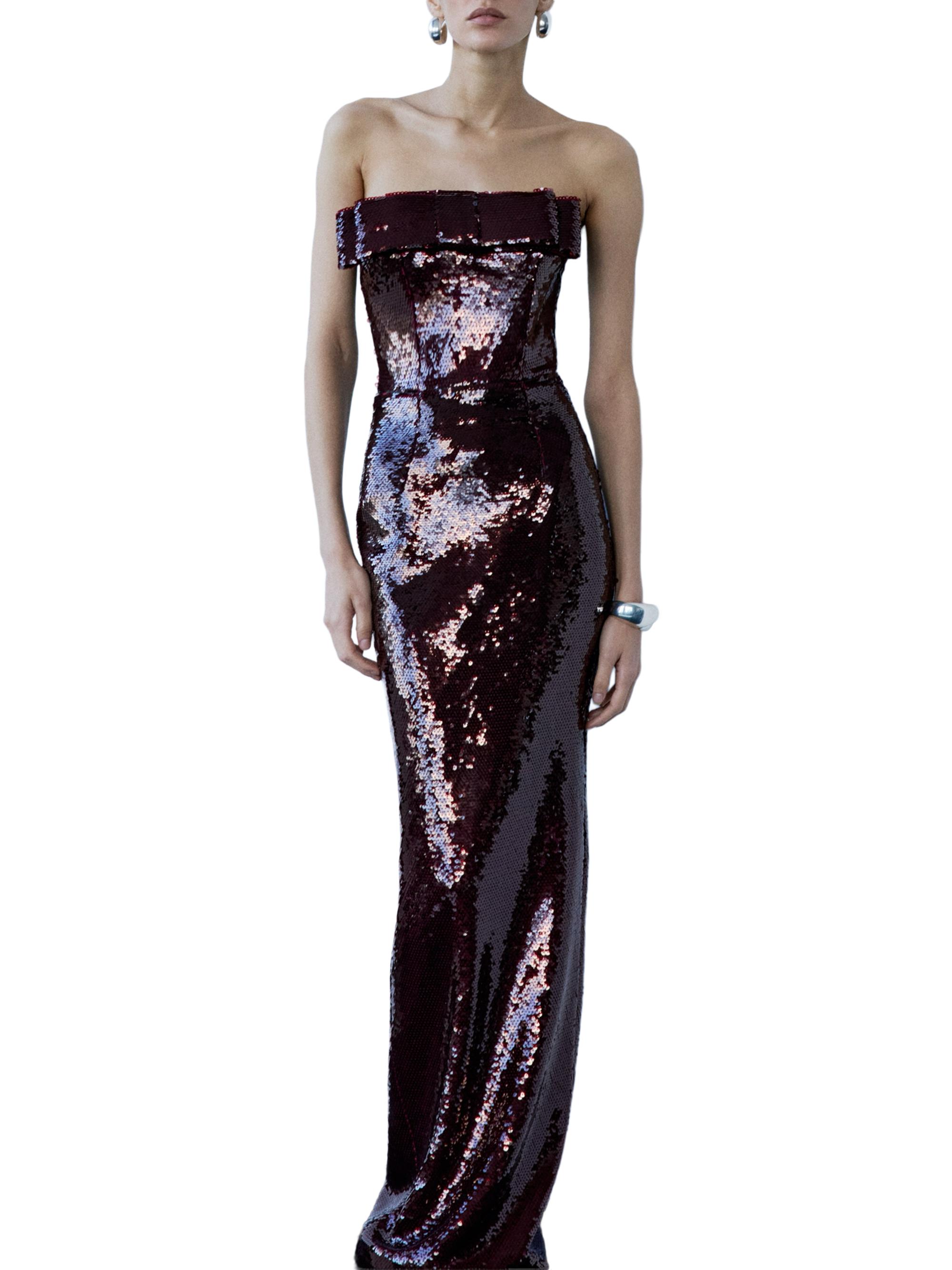 The New Arrivals Ilkyaz Ozel Women's Sisu Sequined Bow Slip Gown - Deep Merlot