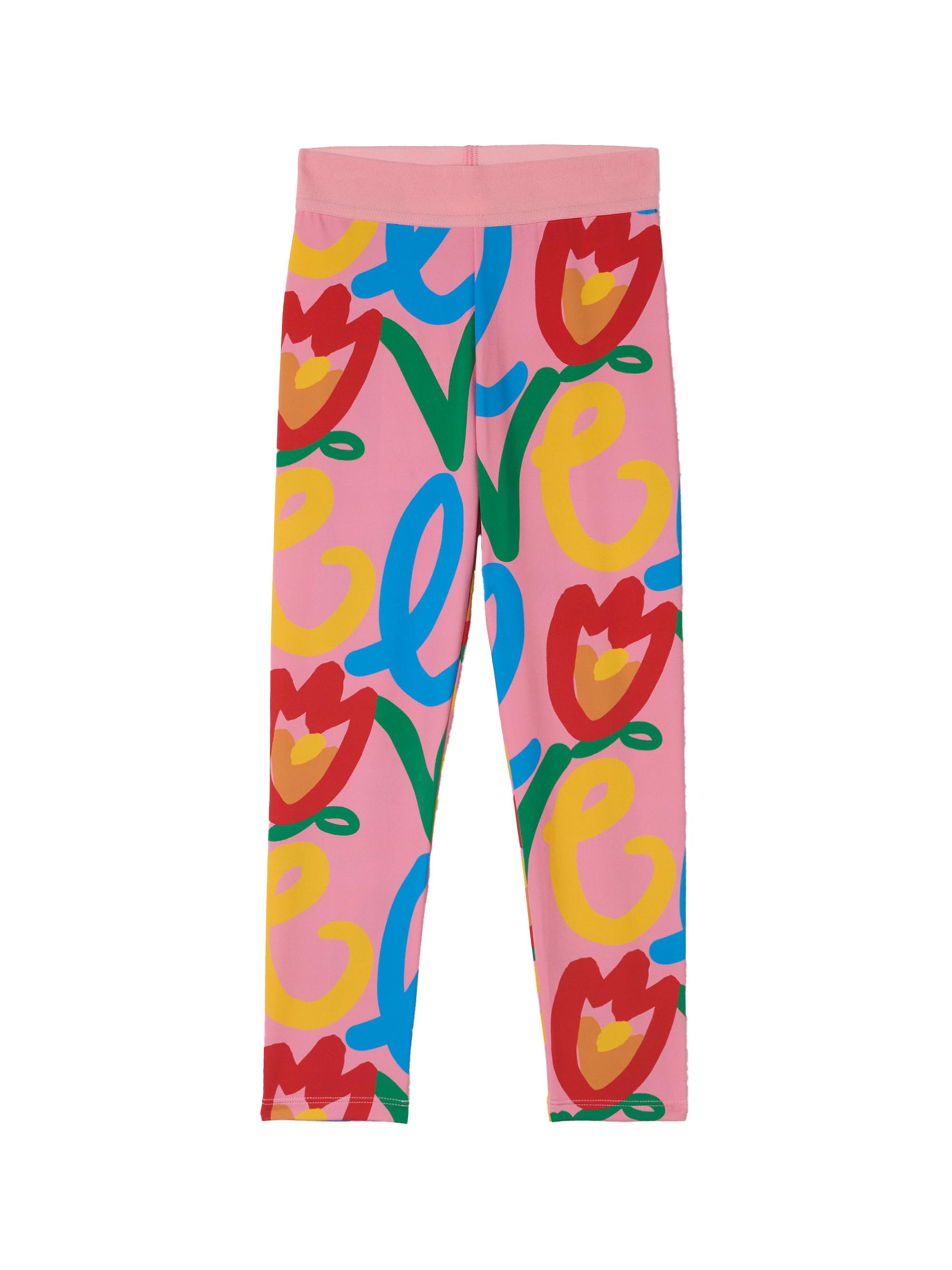 Stella McCartney Little Girl's & Girl's Stretch-Knit "Love"-Print Leggings - Pink