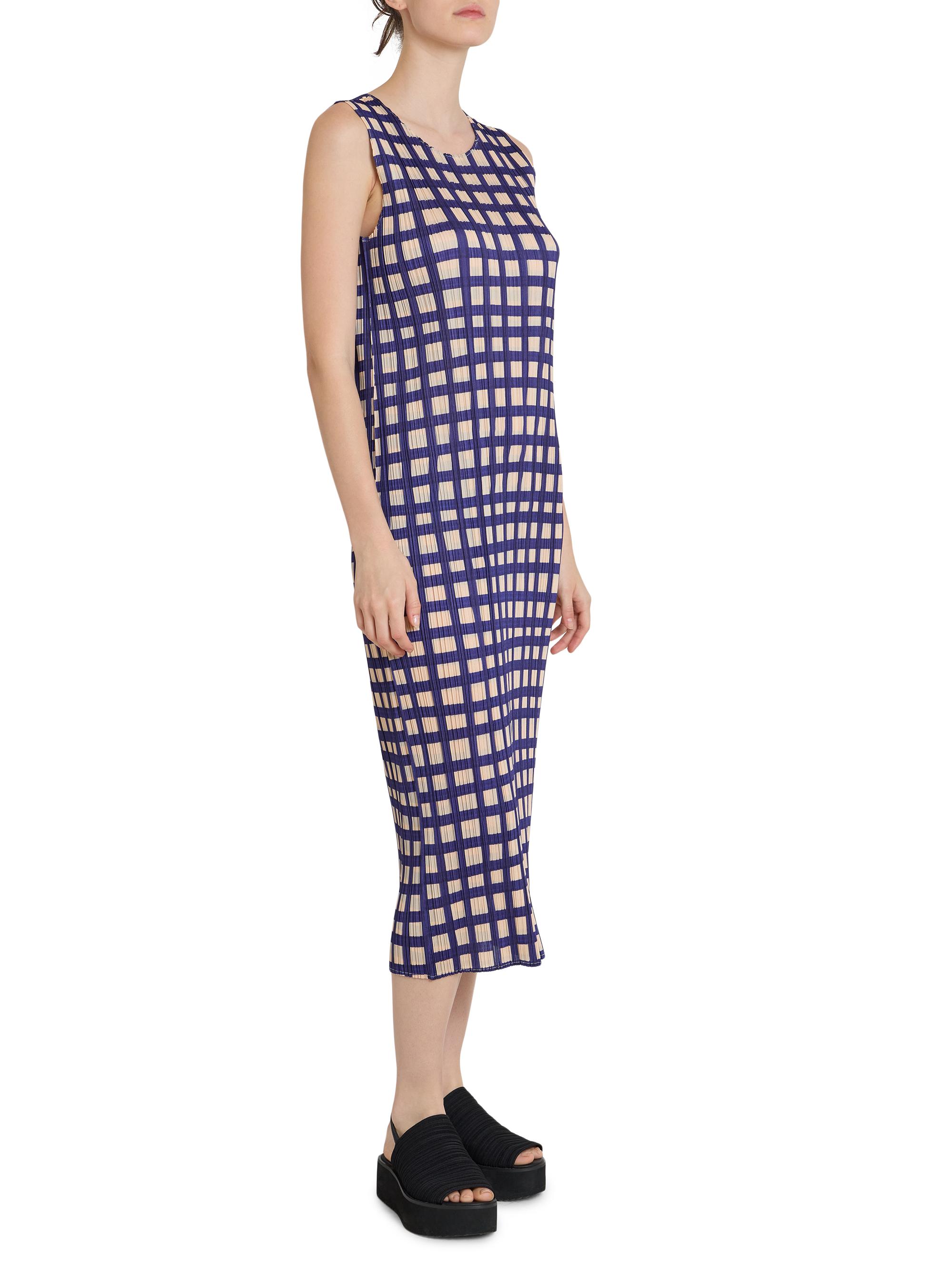 Pleats Please Issey Miyake Women's Basket Printed Plissé Midi-Dress - Navy | Thumbnail 4
