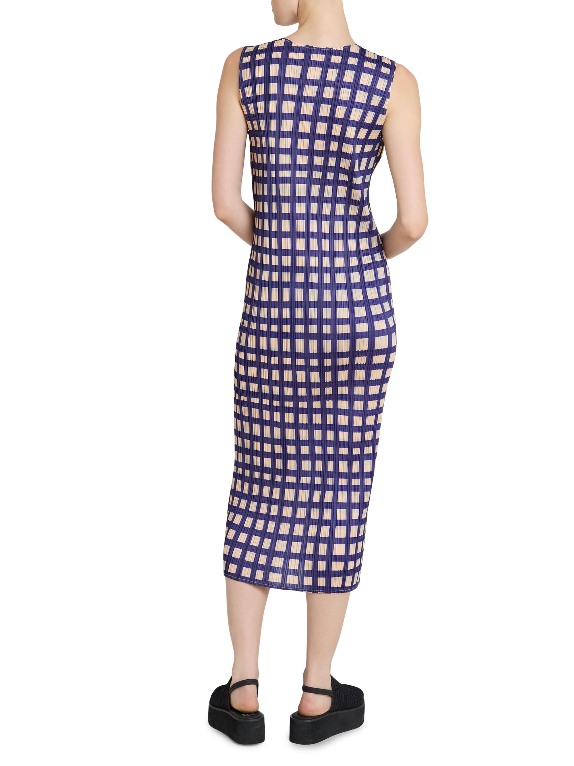 Pleats Please Issey Miyake Women's Basket Printed Plissé Midi-Dress - Navy | Thumbnail 5