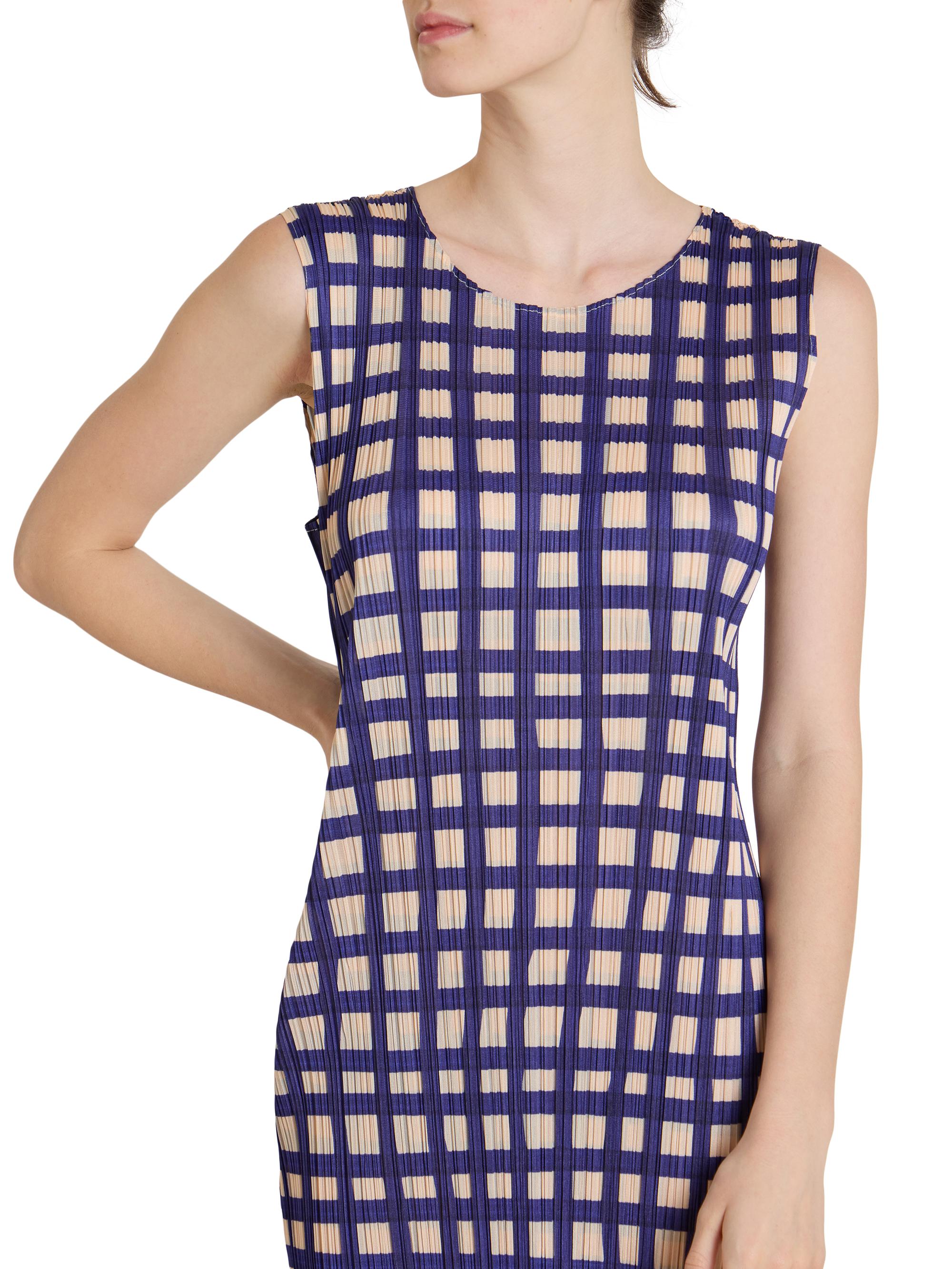 Pleats Please Issey Miyake Women's Basket Printed Plissé Midi-Dress - Navy | Thumbnail 6