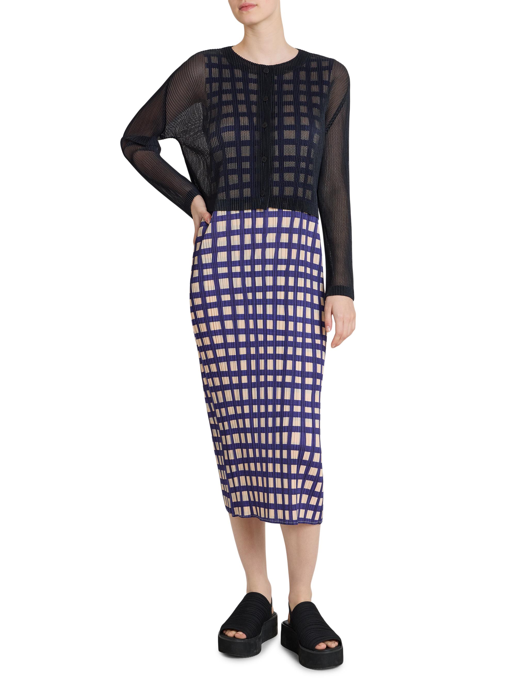 Pleats Please Issey Miyake Women's Basket Printed Plissé Midi-Dress - Navy | Thumbnail 2