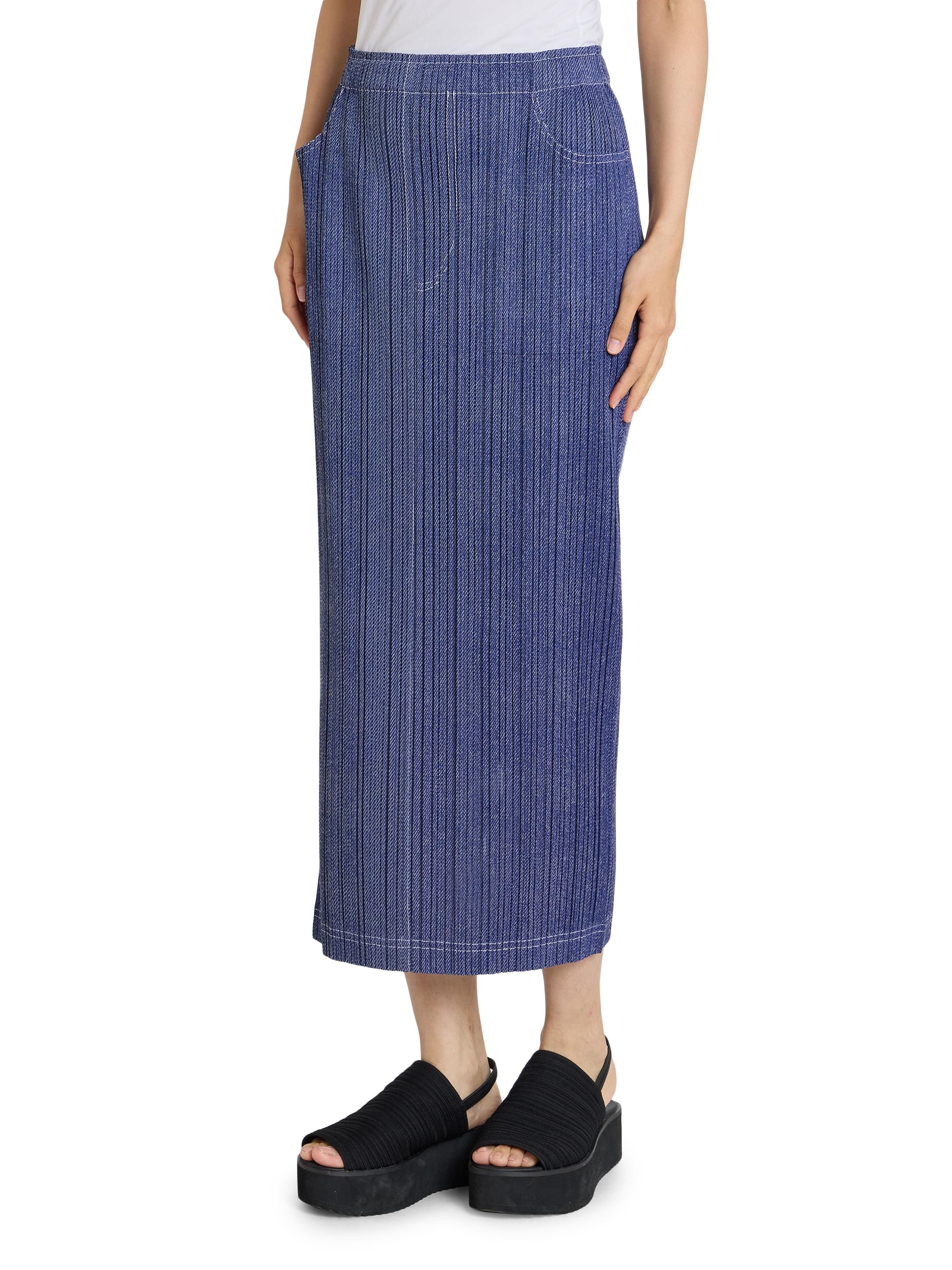 Pleats Please Issey Miyake Denim-Look Plissé Midi-Skirt | Saks